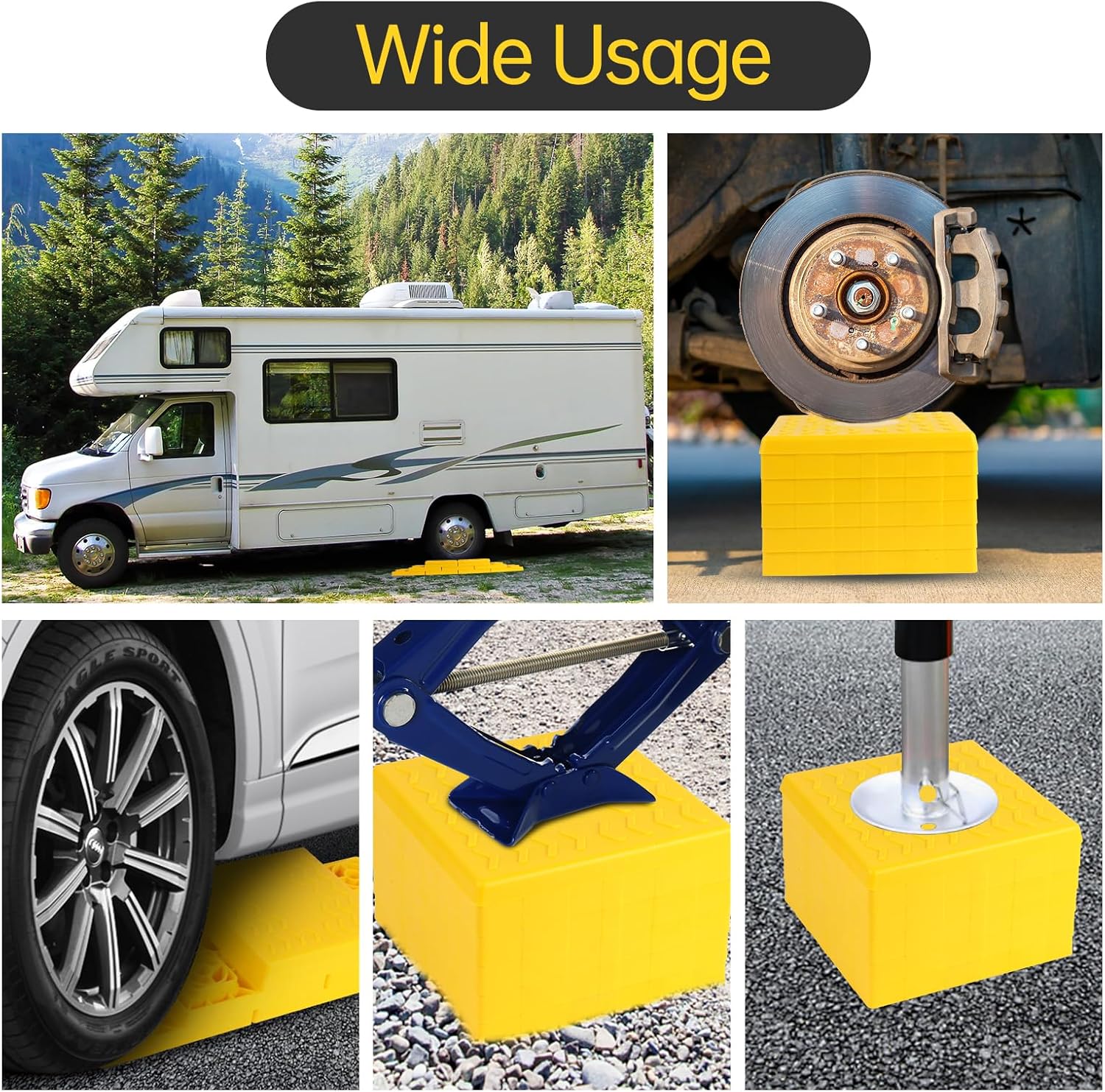 Heavy Duty RV Leveling Blocks, 12-Pack Camper Leveling Blocks with Storage Bag, Sturdy Interlocking Blocks for Single and Dual Wheels, Stabilizers, Jacks, and Travel Trailer Accessories