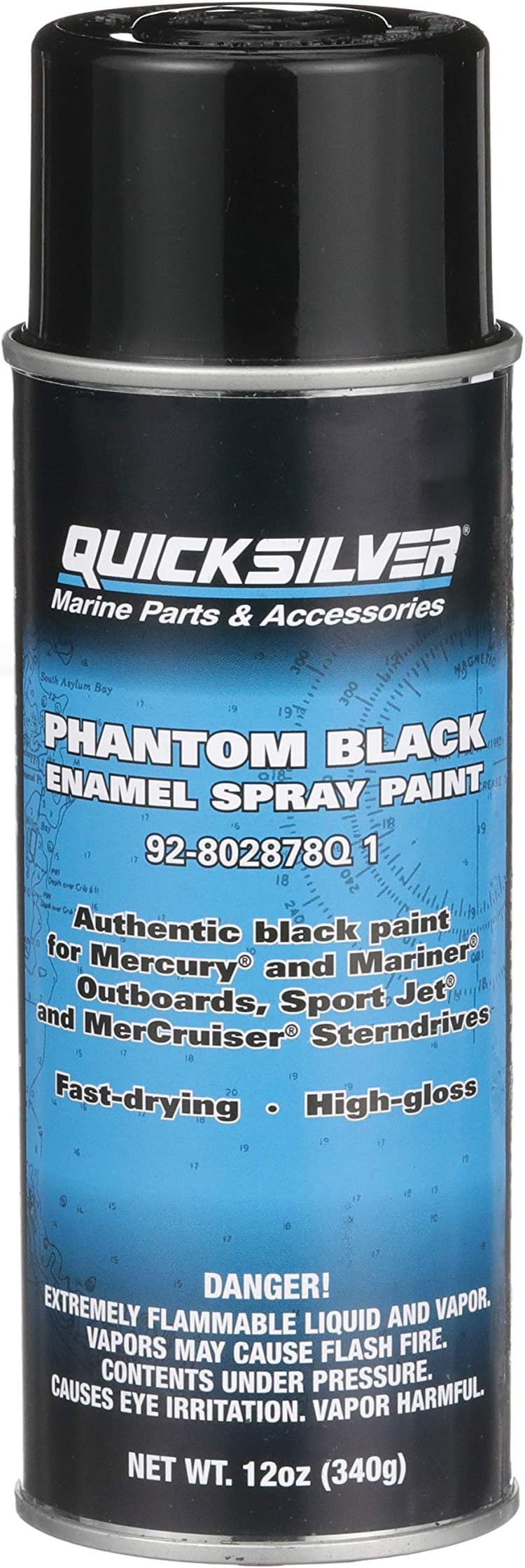 Quicksilver 802878Q1 Phantom Black Gloss Enamel Spray Paint