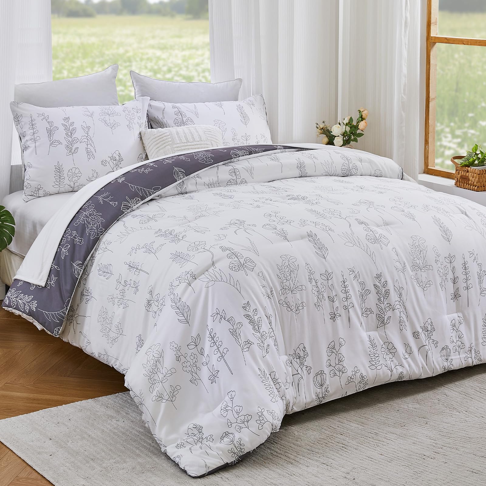 Edredón cama 150 Qucover estampado floral: calidez reversible para inviernos acogedores
