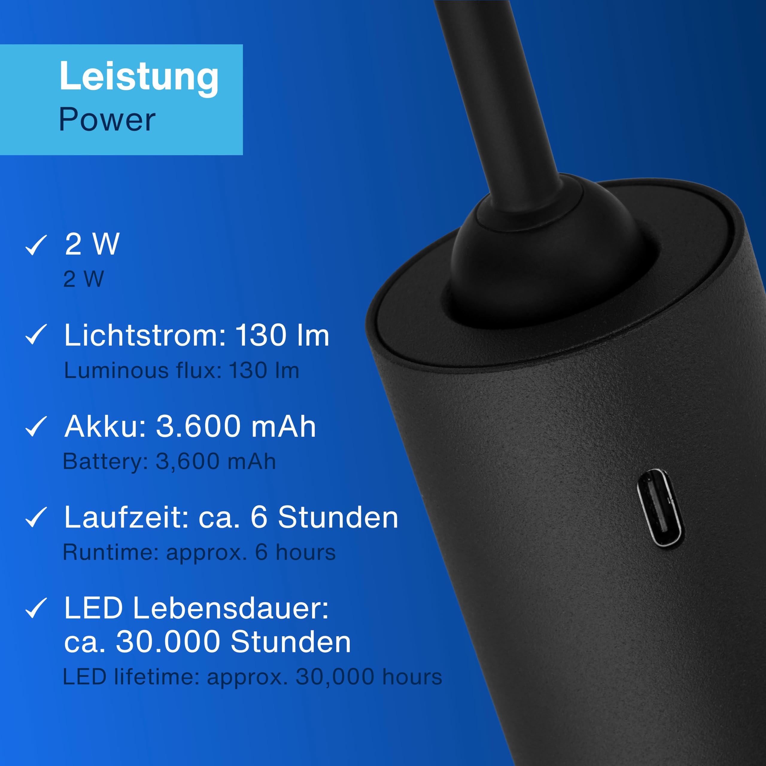 REV Pendelleuchte Akku - 130lm dimmbar 3 Farben, Timer 1-4H, höhenverstellbar durch ziehen (37-163cm) Hängeleuchte mit Fernbedienung, ideal als Hängelampe ohne Strom, schwarz