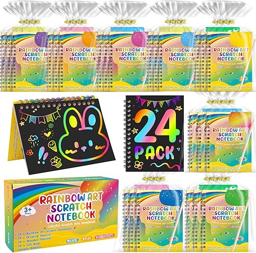 Miniatura 8 de YSCare Paquete de 24 cuadernos de manualidades y artes para rascar, notas para rascar, regalos esenciales para niños de 4 a 8 años, regalos de