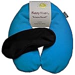 Happy Wraps Microwavable Herbal Neck Wrap - Hot Cold Aromatherapy Neck Warming Pillow - Heating Pad for Migraines, Stress, Gifts for Women, Birthdays, Christmas and Free Sleep Mask - Turquoise