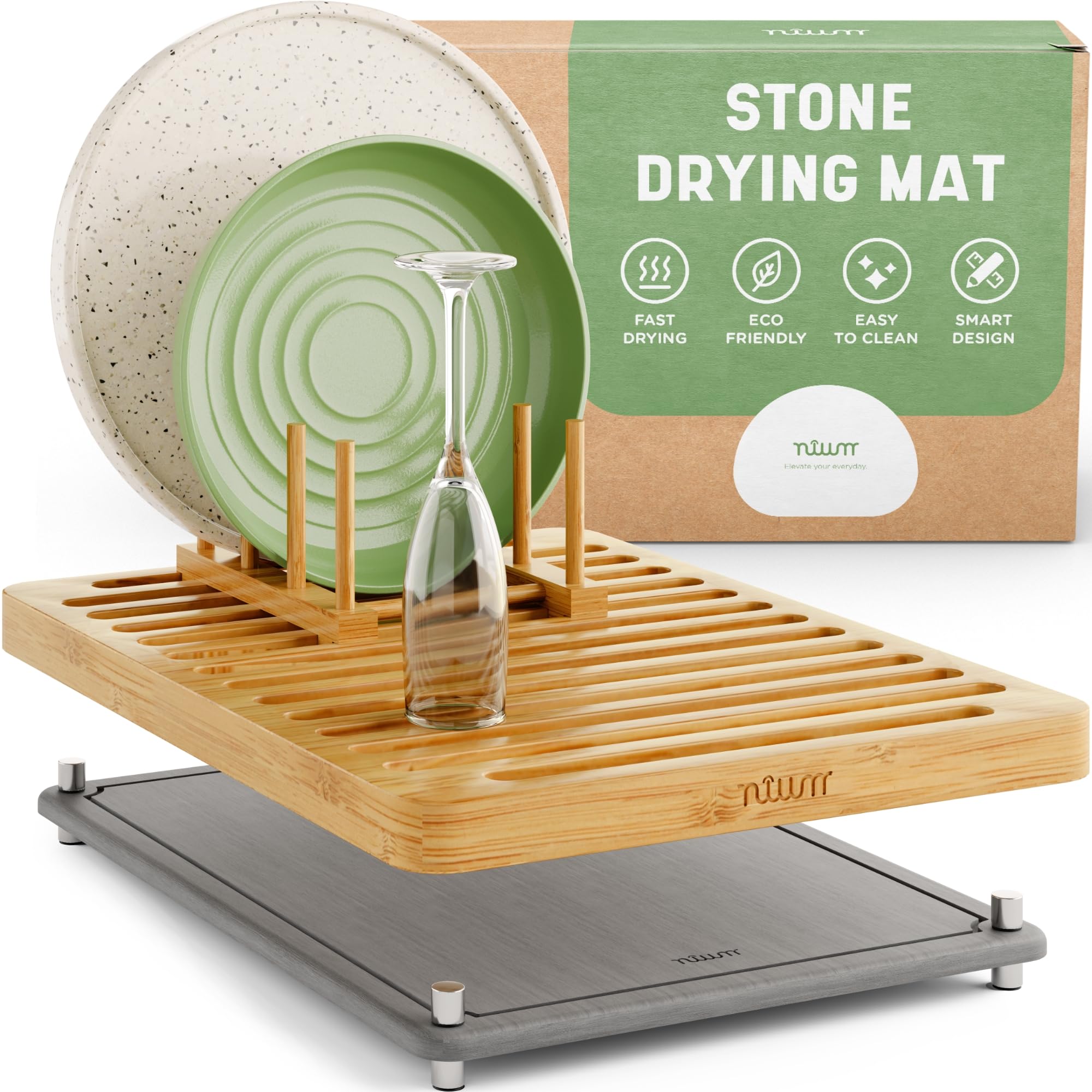 NIUM Stone Drying Mat & Bamboo Rack
