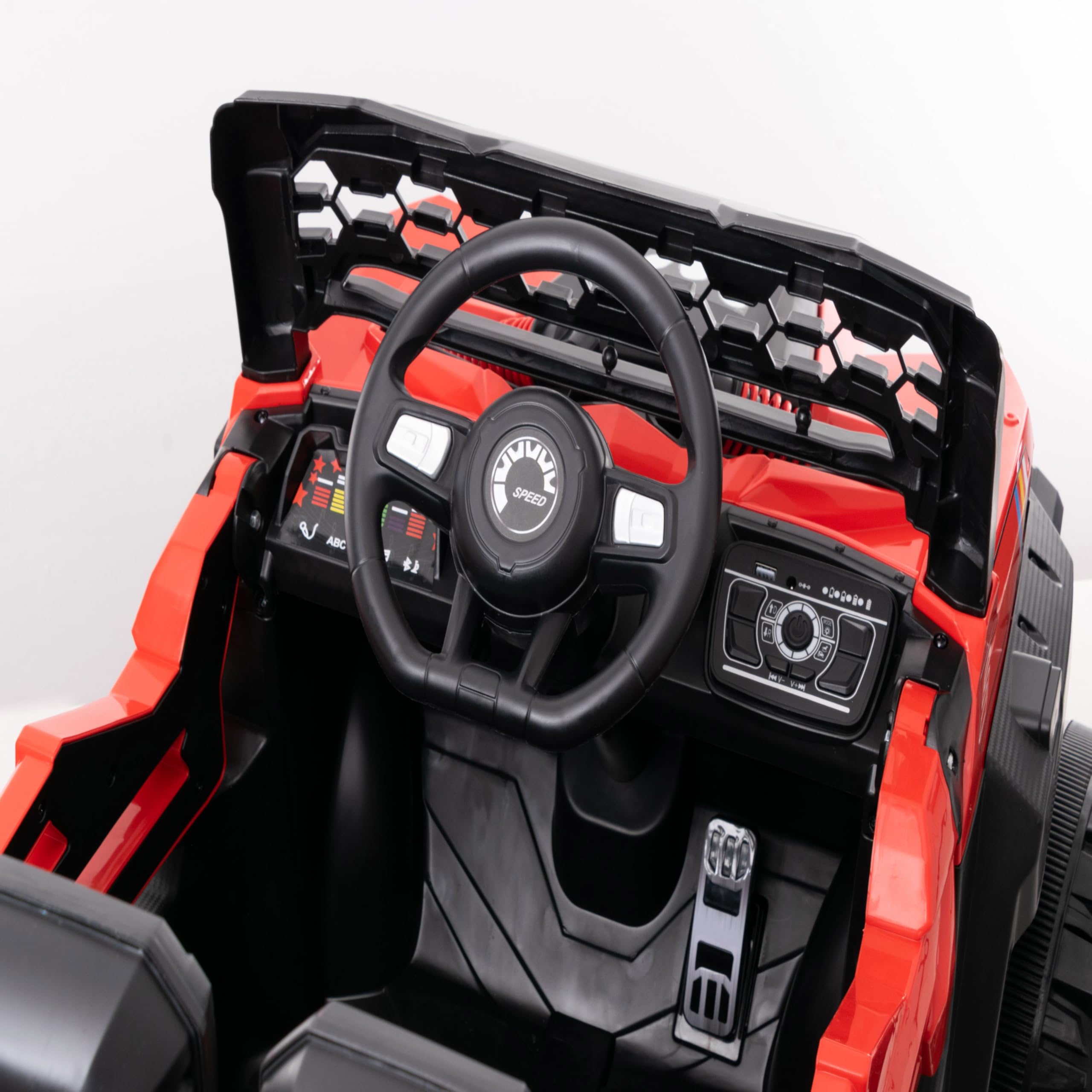 WITIT Auto Automobile ELETTRICA Radiocomandata ATV off-Road per Bambino Bambina Bambini XSD-1265 12V 4,5Ah Blu o Rossa 2 Motori, Bluetooth, USB, LED, Telecomando, carico Max 30 kg (Rosso)