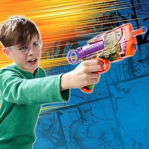 Miniatura 8 de Nerf Marvel Hulk Dart Blaster  4 dardos de espuma Nerf N1  Diseños inspirados en Hulk  Regalos para niños  Juguetes y juegos al aire libre para
