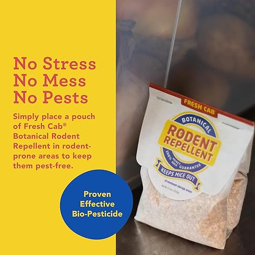 Miniatura 4 de Fresh Cab. Repelente de roedores, botánico, 28 bolsas con olor, respetuoso con el medio ambiente, registro de la EPA y mantiene a los ratones fuera.