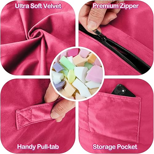 Miniatura 7 de Homguava - Sillón puff de 4 pies Sillón estilo puff grande de 4 pulgadas con relleno de espuma viscoelástica, sofá suave con funda de terciopelo