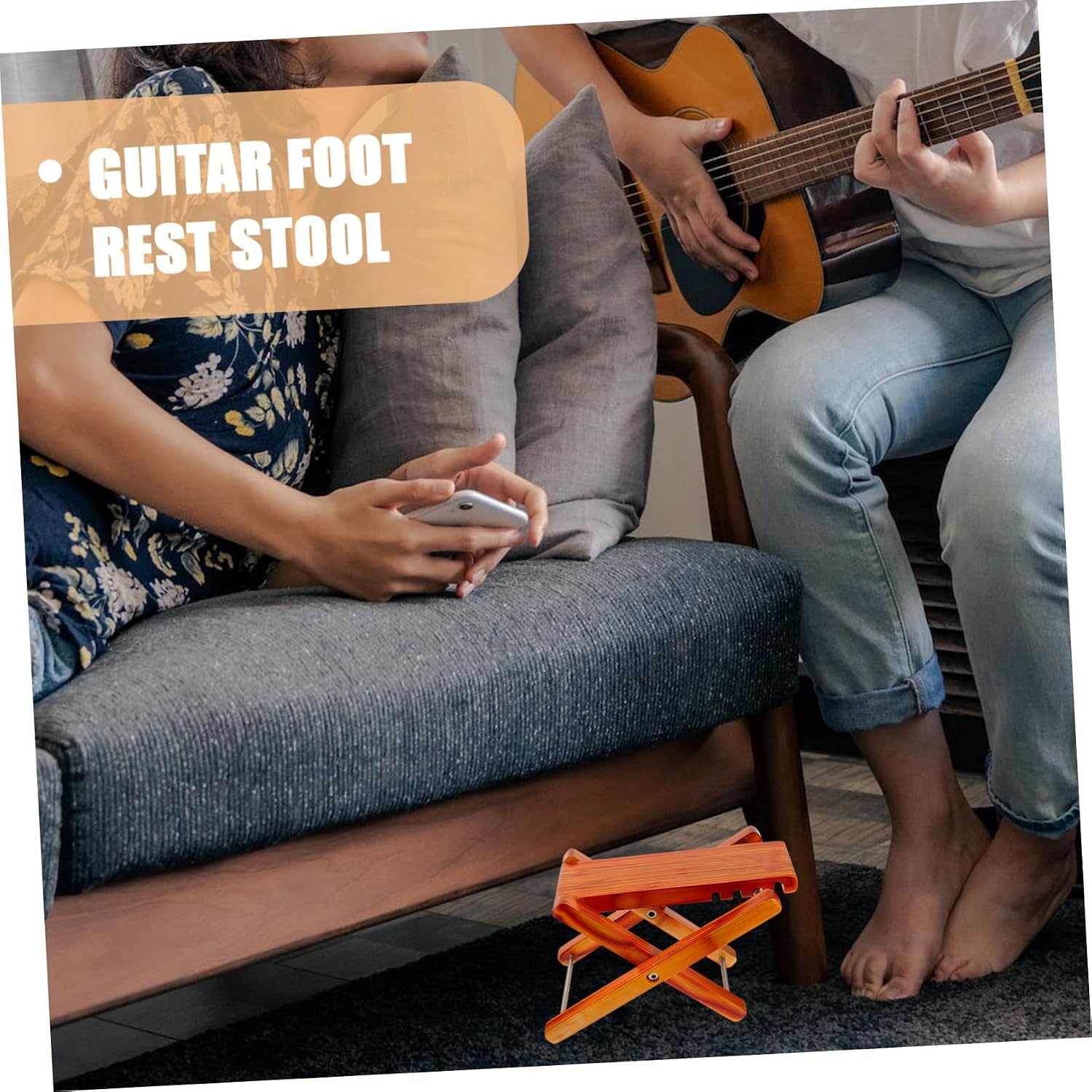 Classical Guitar Foot Stool Bamboo Adjustable 4 Height Footrest