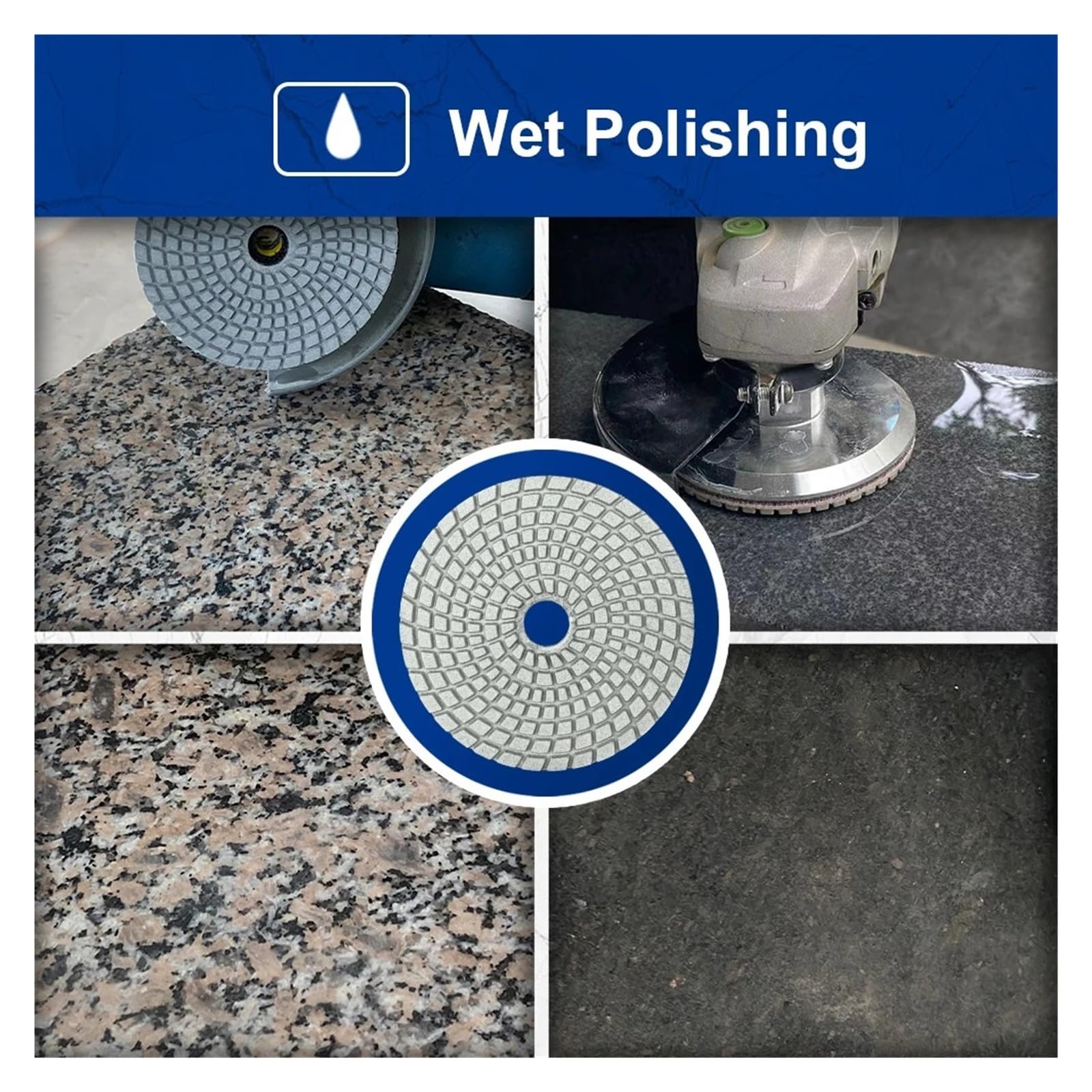 Almohadillas de pulido húmedas flexibles de diamante 6 uds Dia100mm juego de discos de lijado de mármol azulejo de cerámica pulidor de granito herramienta abrasiva(6Pcs 3000)