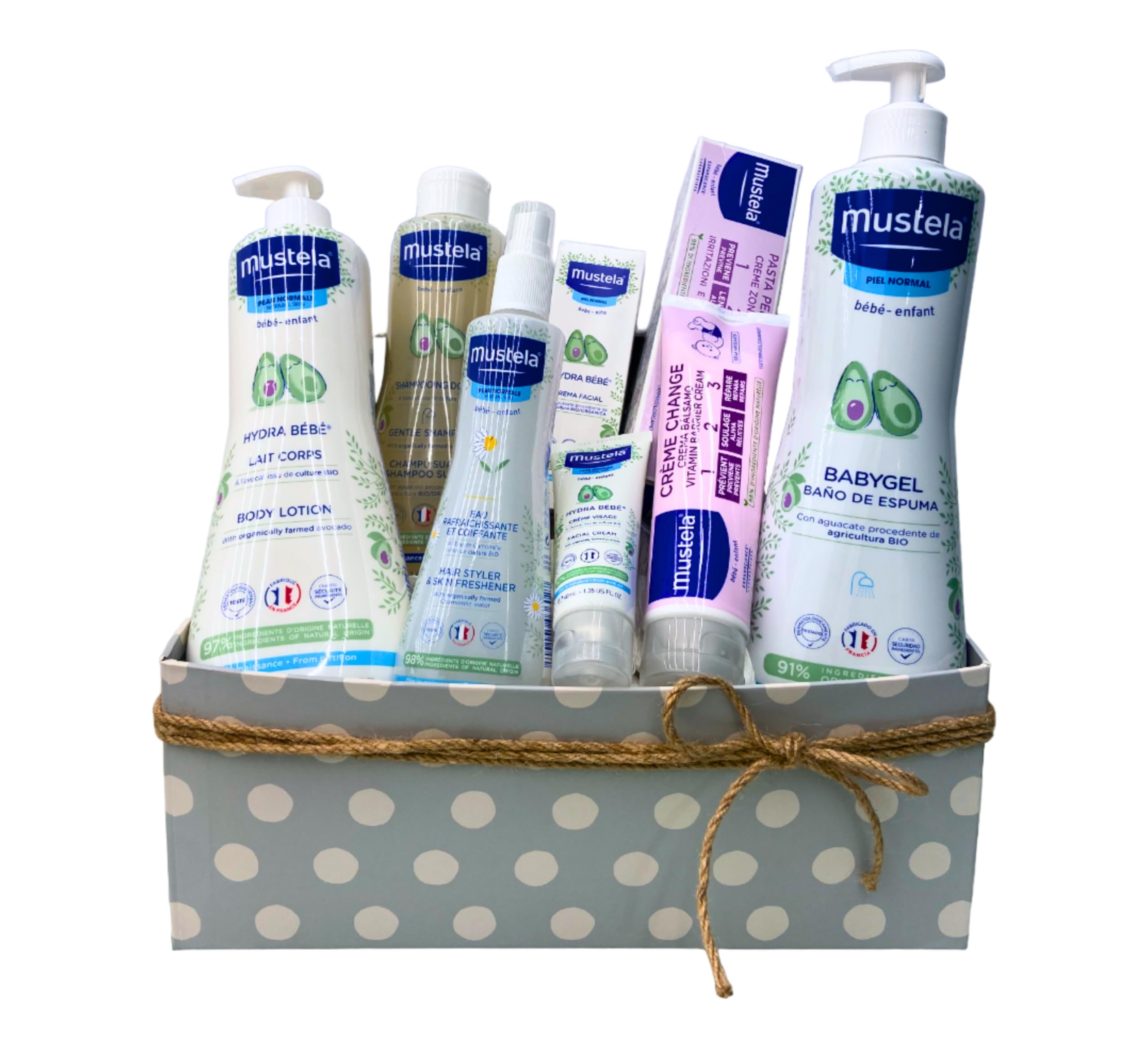 Cesta Regalo para Bebé Higiene Recien Nacido Unisex, Set de Cuidado para Bebé 6 Productos, Canasta de Bebé Cosmética Niña o Niño, Primeros Meses