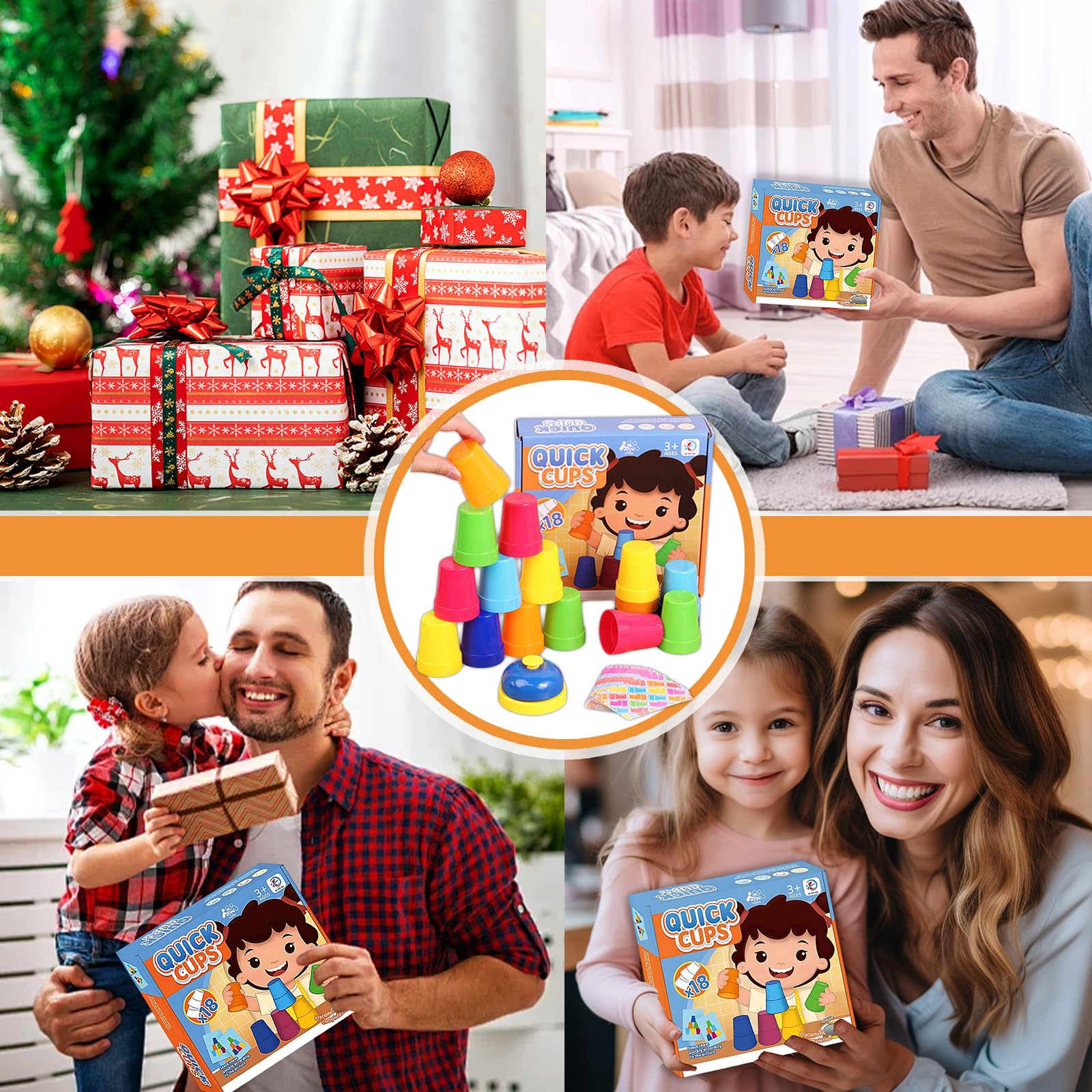 Set di gioco di impilamento di bicchieri sportivi,impilamento rapido di bicchieri per bambini e adulti,18 tazze di velocità ,54 carte,1 campanello,Interattivi Sfidas Velocità Manuale Giochi Tavolo