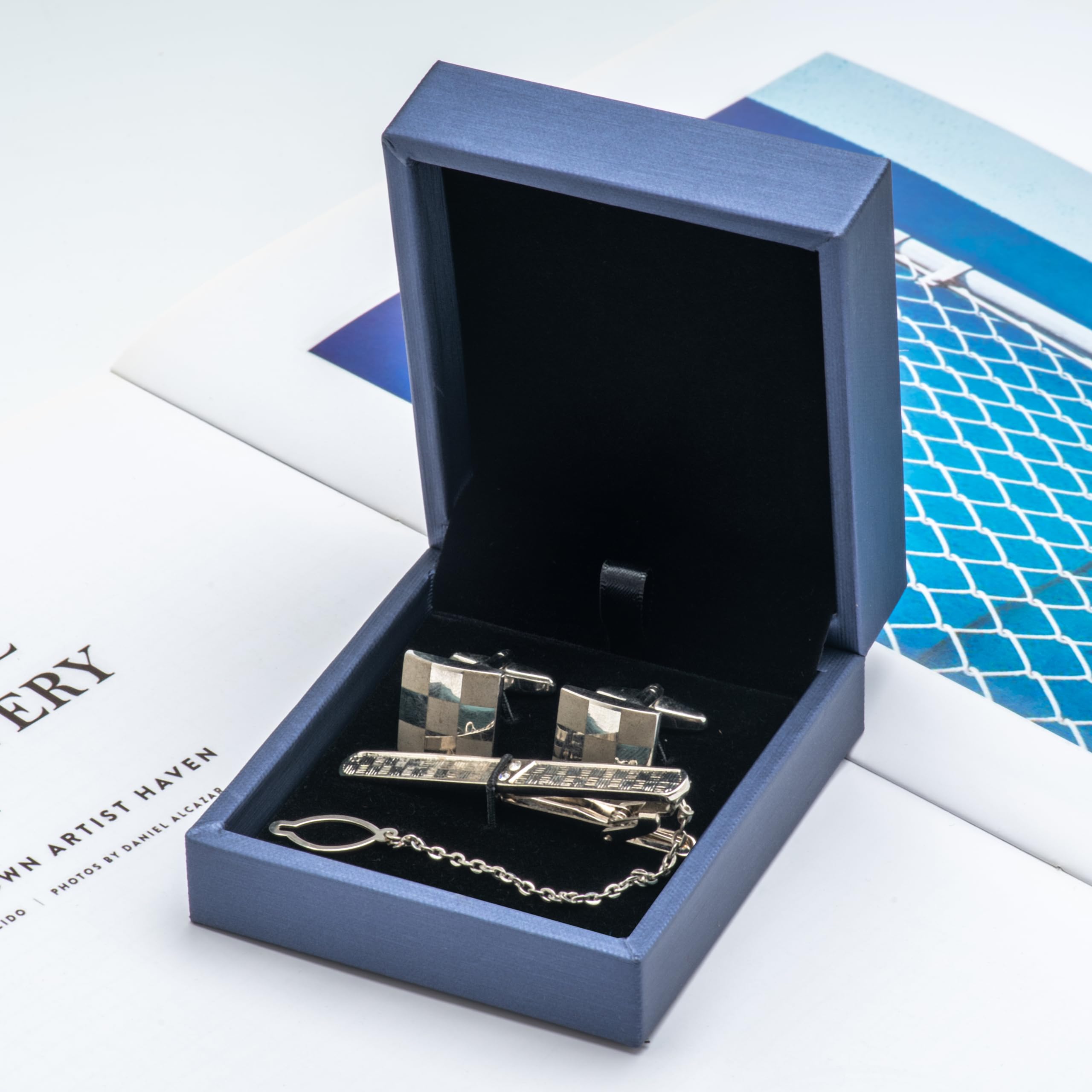Mystique Leatherette Cufflink Case, Blue Flat (Pack of 12) - Karina Krafts Mystique Leatherette Cufflink Case, Blue Flat (Pack of 12) - Karina Krafts