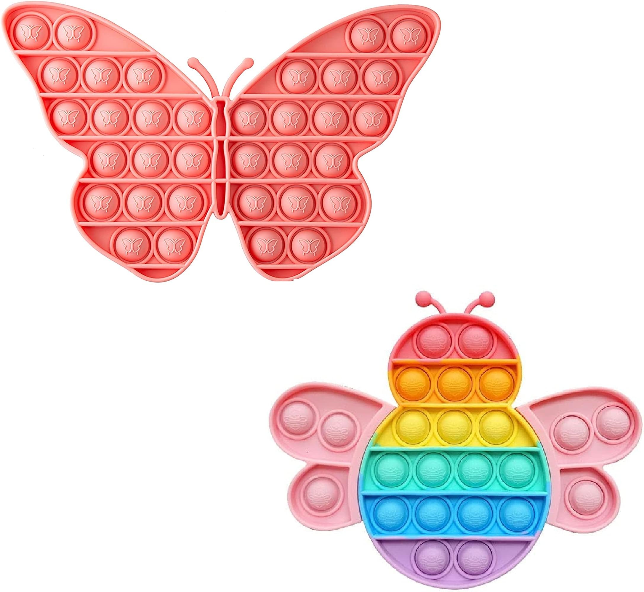 FunBlast Pop It - Popit Game, Poppet for Kids, Pop It Toys for Kids, Butterfly with Bee Pop it Fidget Toy for Kid, Pop It Fidget Toy, Stress Relief Toys (Pack of 2 Pcs)