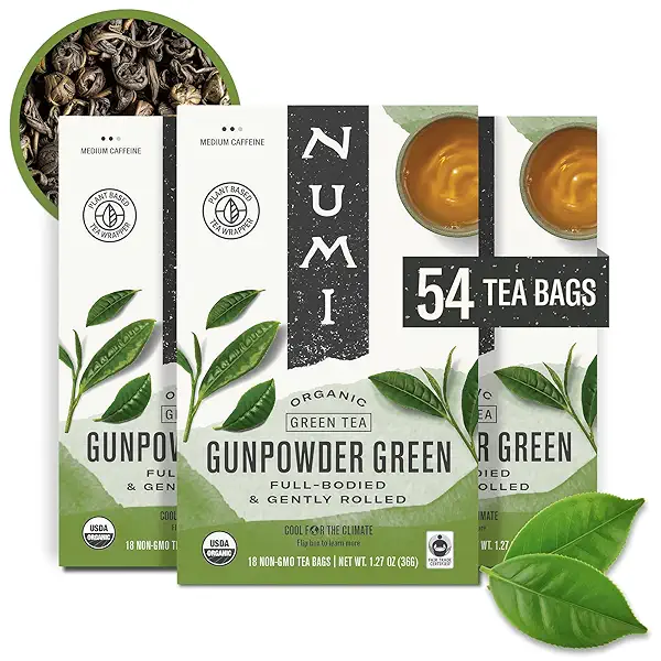 Numi Organic Gunpowder Green Tea – 54 Green Tea Bags – Bold, Smooth Flavor, Packed with Antioxidants, Naturally Energizing, Microplastic-Free Tea Bags 1