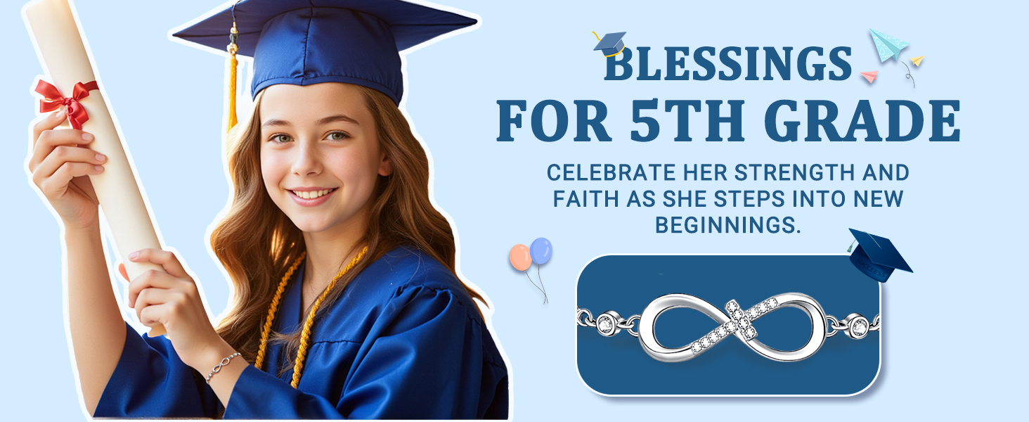 UNGENT THEM Infinity Love CZ Cross Bracelet-5th 8th Christian Graduation Gifts for Girls Her