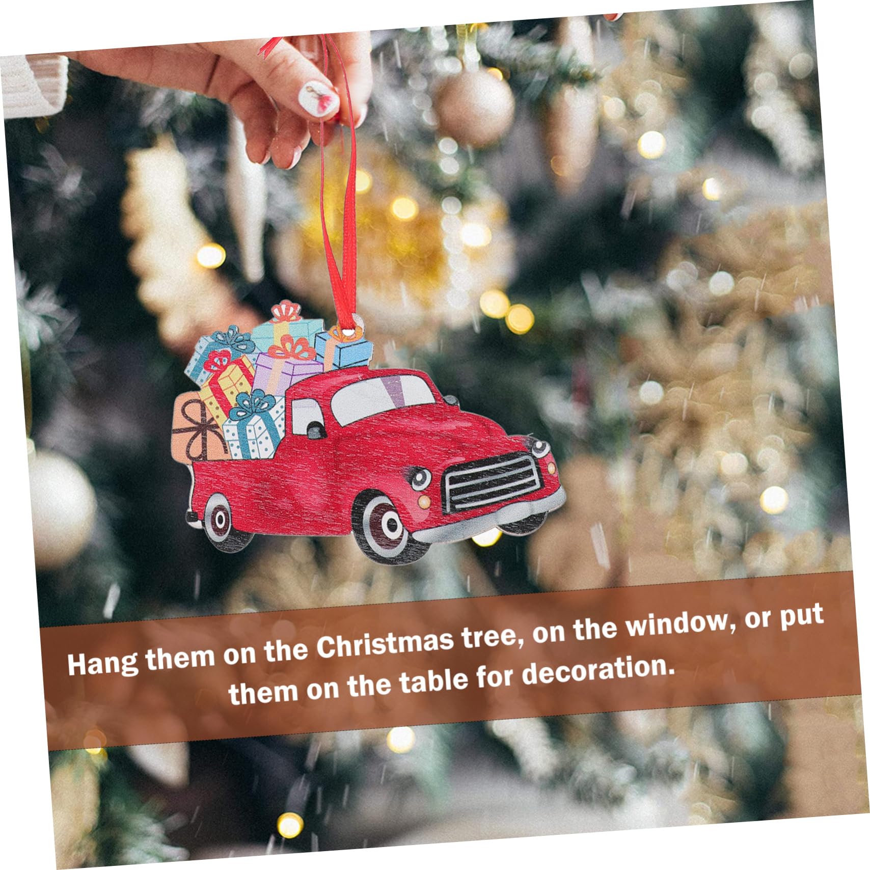 Ciieeo 2 Juegos De Colgantes Navideños De Madera Seguros Adornos Decorativos para Árbol De Navidad Adornos De Madera para Coche para Festivales (6 Unidades)