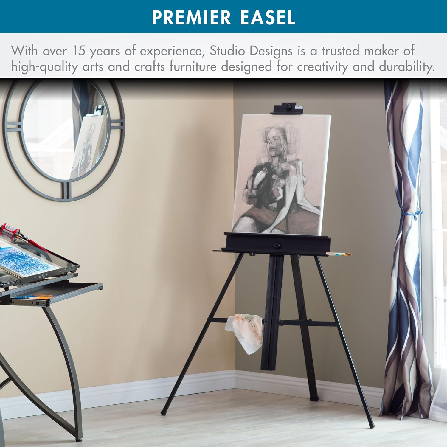 SD STUDIO DESIGNS Premier Easel - Black 41" W x 27" D x 57" H