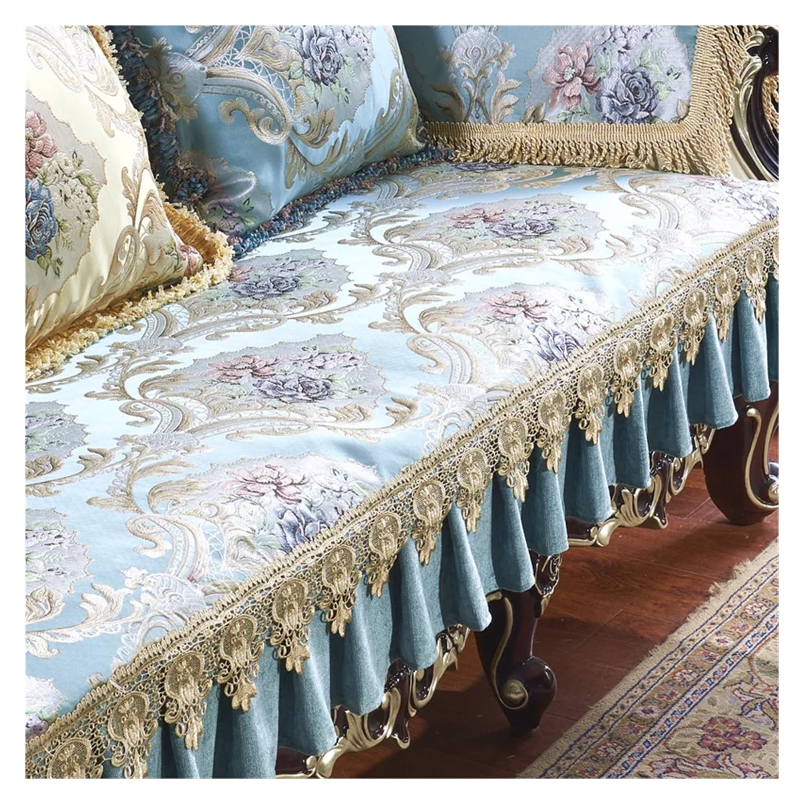 XIUsheUA Vintage Sofa Cover Vintage Jacquard Sofa Covers Universal Cover Furniture Protector Sectional Couch Cover(Blue,Back towel 80x75cm)