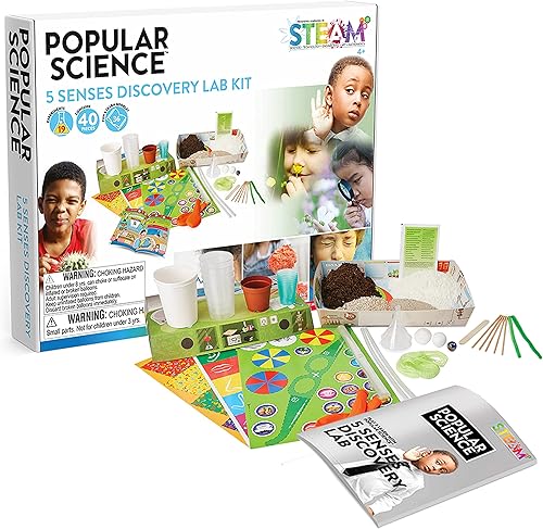 POPULAR SCIENCE 5 Senses Discovery Lab Science Kit | Juguetes STEM y regalos para experimentos educativos y divertidos para familias y niños de 8