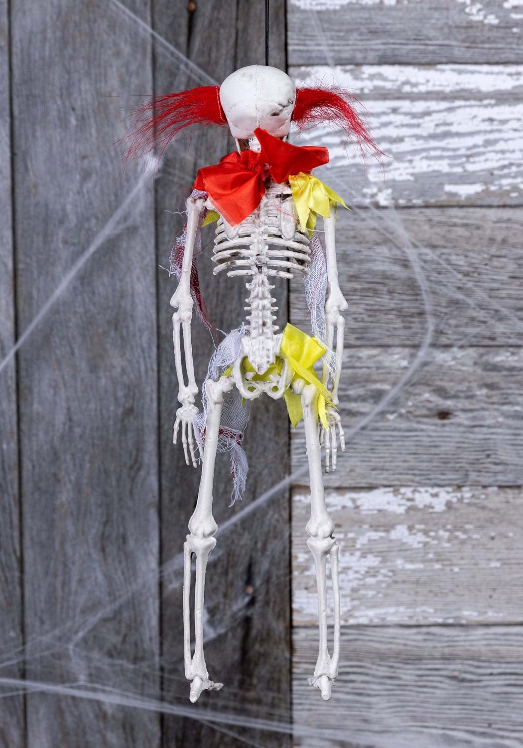 Fun Costumes Clown Skeleton Hanging Decorative Ornament Party Props for Halloween Poseable Joints 16" Tall Articulated Neck, Shoulders, & Hips