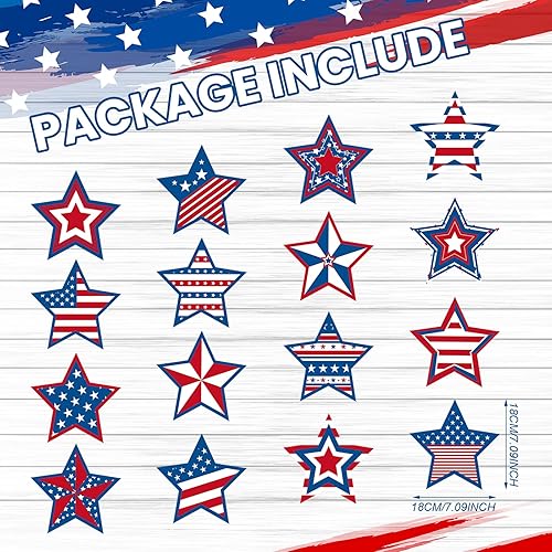 Miniatura 3 de Ferraycle 16 piezas de decoraciones patrióticas para el 4 de julio, adornos colgantes para el Día de los Caídos, grandes, estrella roja, blanca,