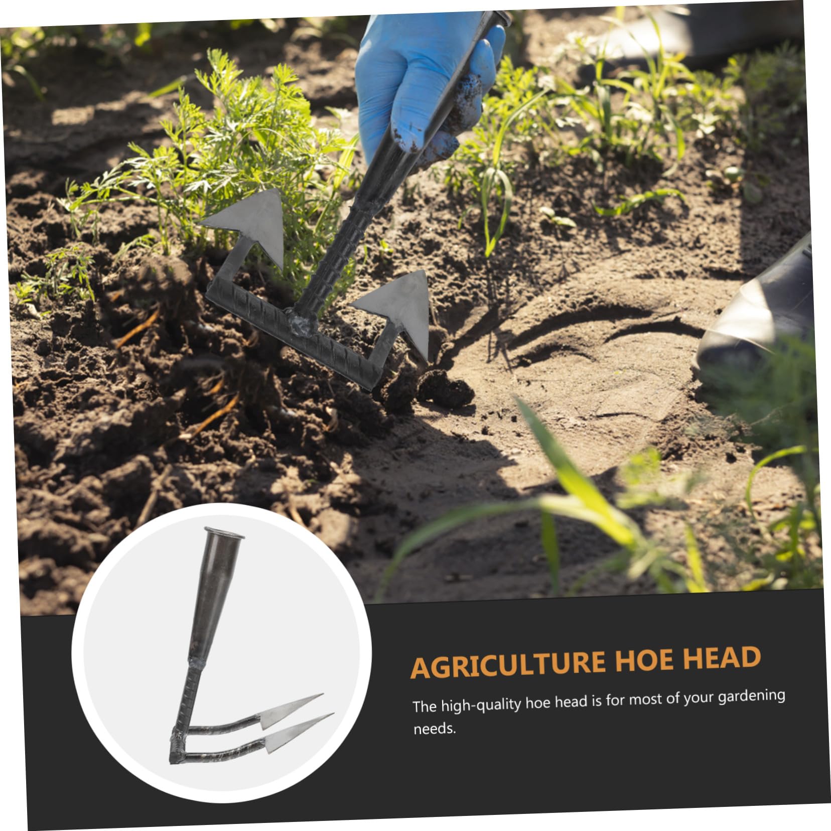 TOYANDONA Herramienta triangular de doble canal para jardinería, acero al carbono, cómoda y ahorra esfuerzo, para aflojar el suelo y plantar flores