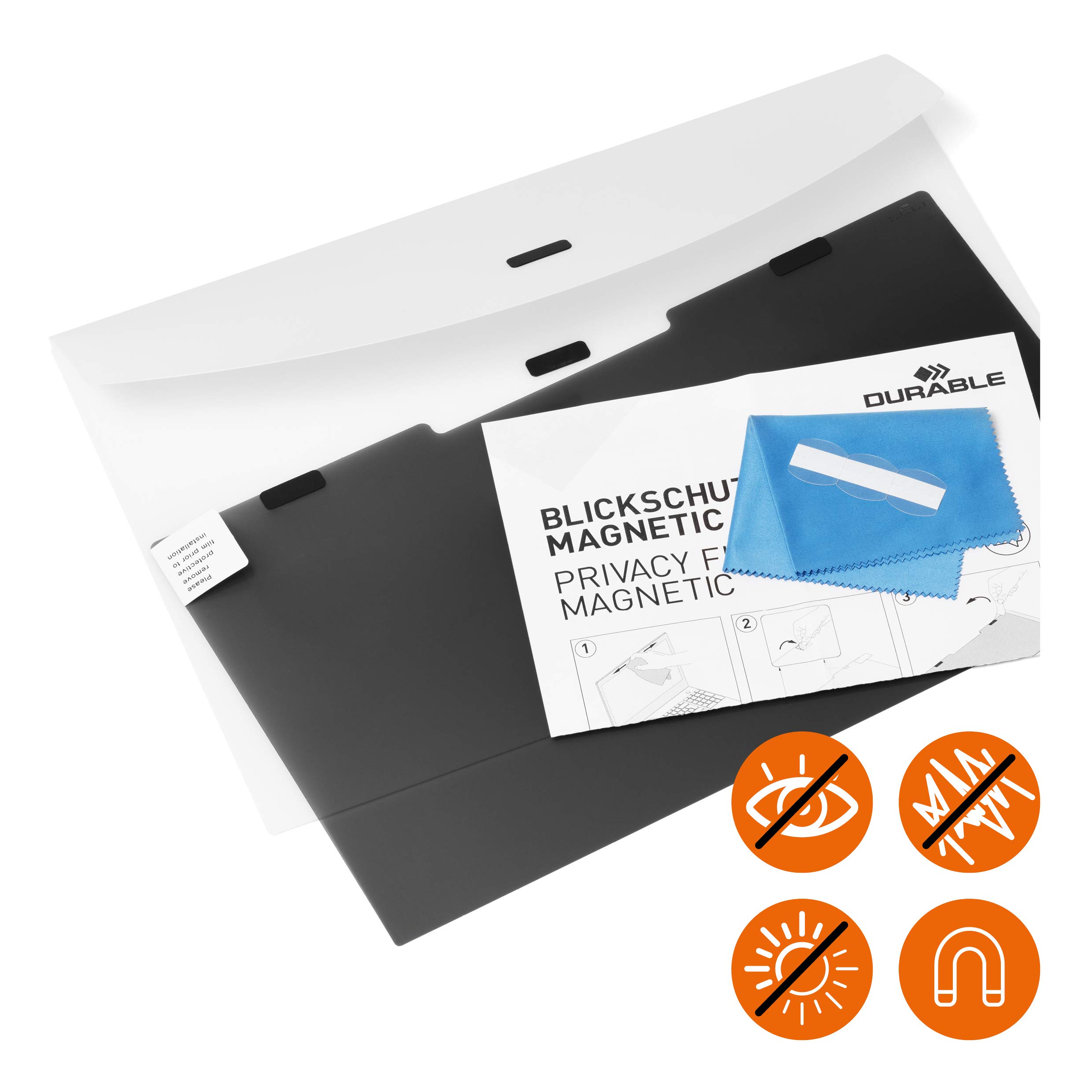 Durable Filtro privacy magnetico per schermi da 14" 16:10, incl. cartellina e panno in microfibra, grigio antracite, 513857