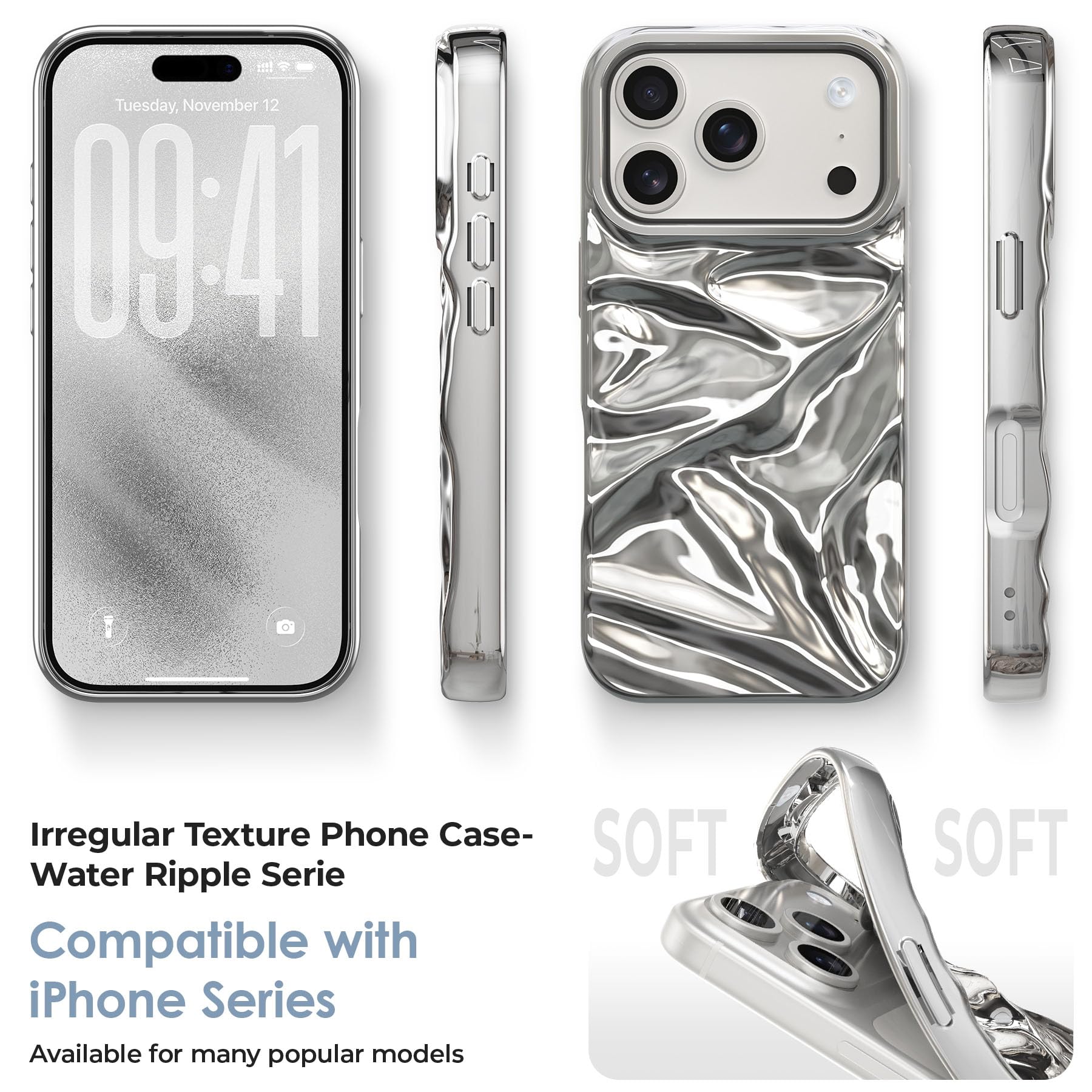Amazon.com: ZCDAYE Glossy Water Ripple Case for iPhone 17 Pro Max