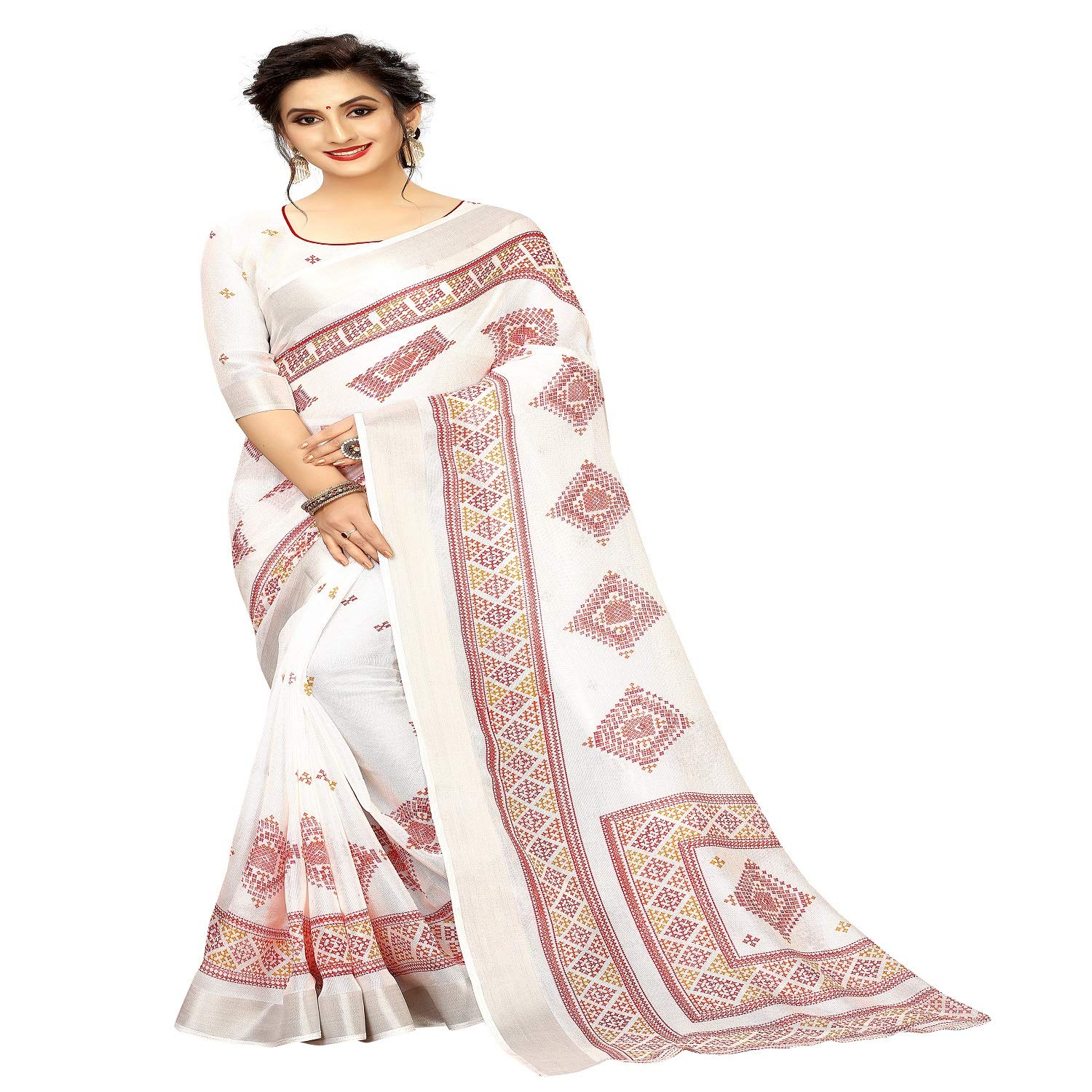 RAJESHWAR FASHION WITH RFWomen's Kanchipuram Japan Crepe Satin Mysore Art Silk Digital Printed Saree Piece(JAPAN BLACK Multicolored_Free Size 6.30 Mtr)
