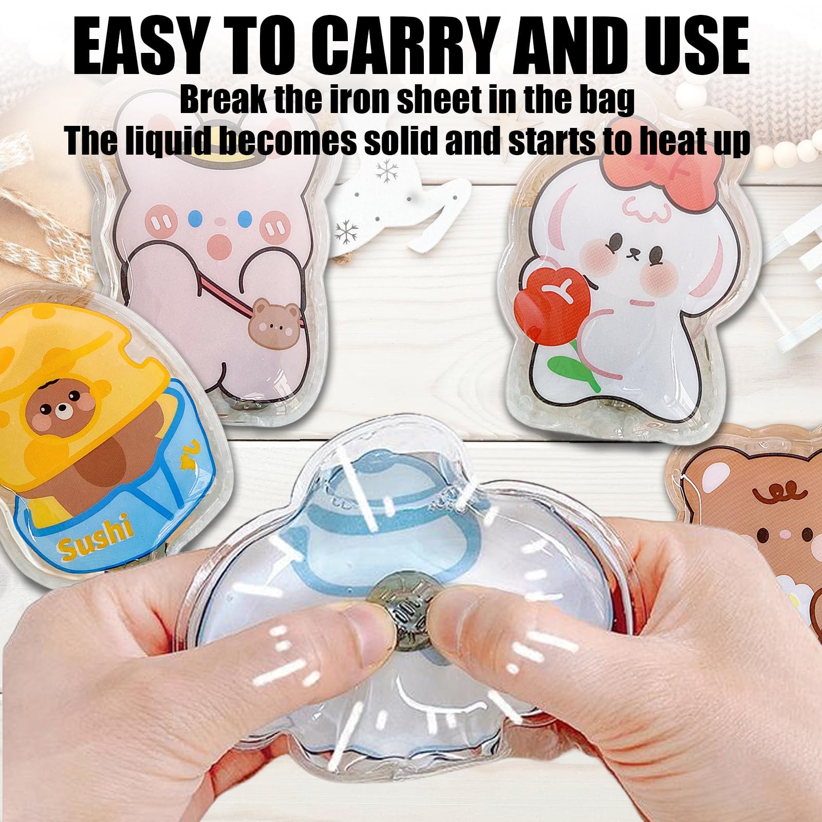 Scaldamani A Forma Di Coniglio - 6 Pezzi Riutilizzabili, Per Bambini, Caldi E Carini