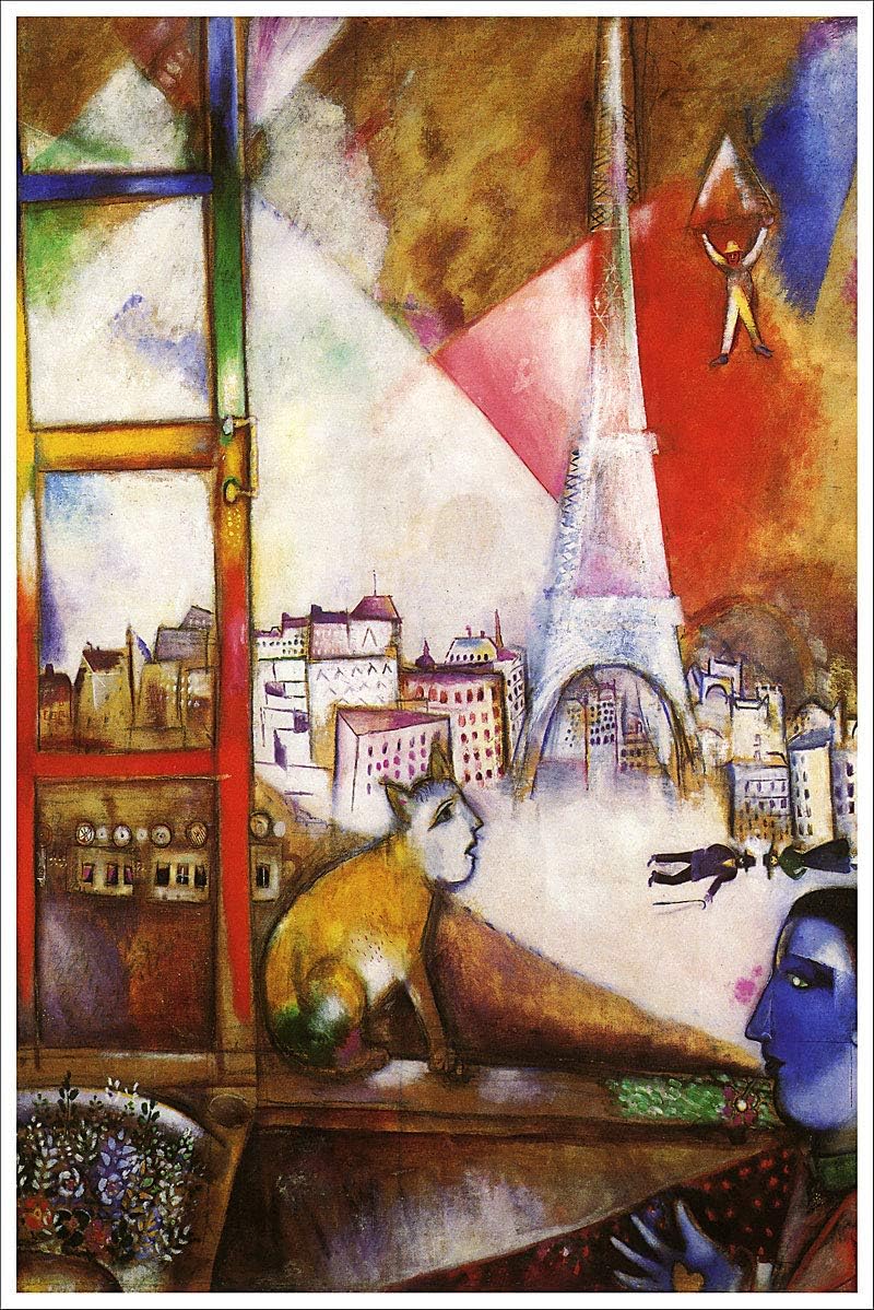 American Gift Services - Paris Through The Window Artist Marc Chagall Fine Art Giclee Poster Print of Painting - 24x36