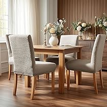 Deconovo Coprisedie Elasticizzato con Schienale 4 Pezzi per Cucina e Soggiorno, Coprisedie Decorativo Motivo a Pois Cachi