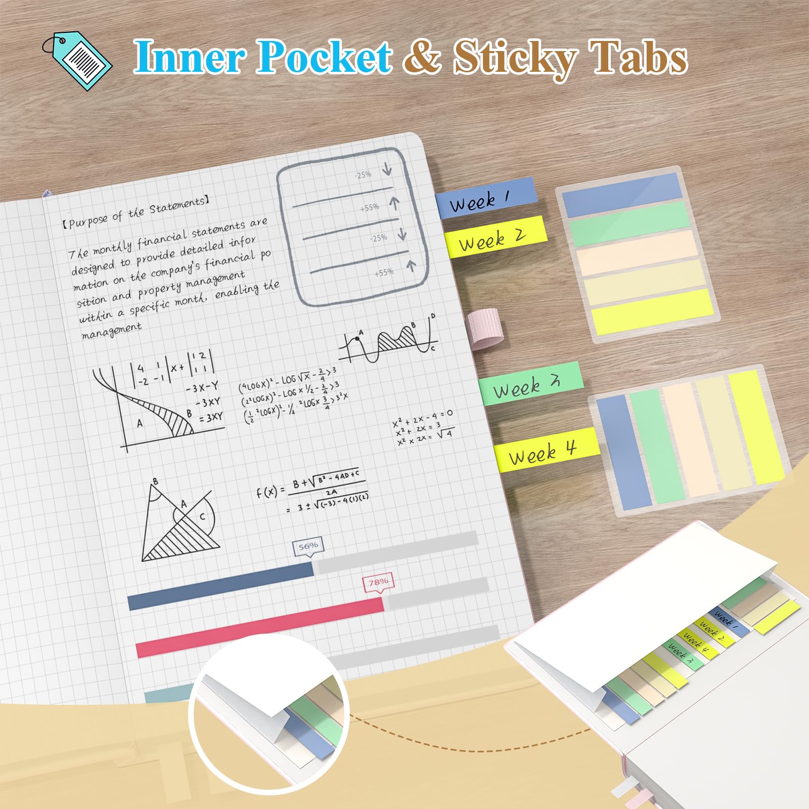 Smarpau Graph Paper Notebook A5, Thick Grid Notebook 360 Pages, 100GSM Squared Paper No Bleed Hardback Leather Journal - Image 4