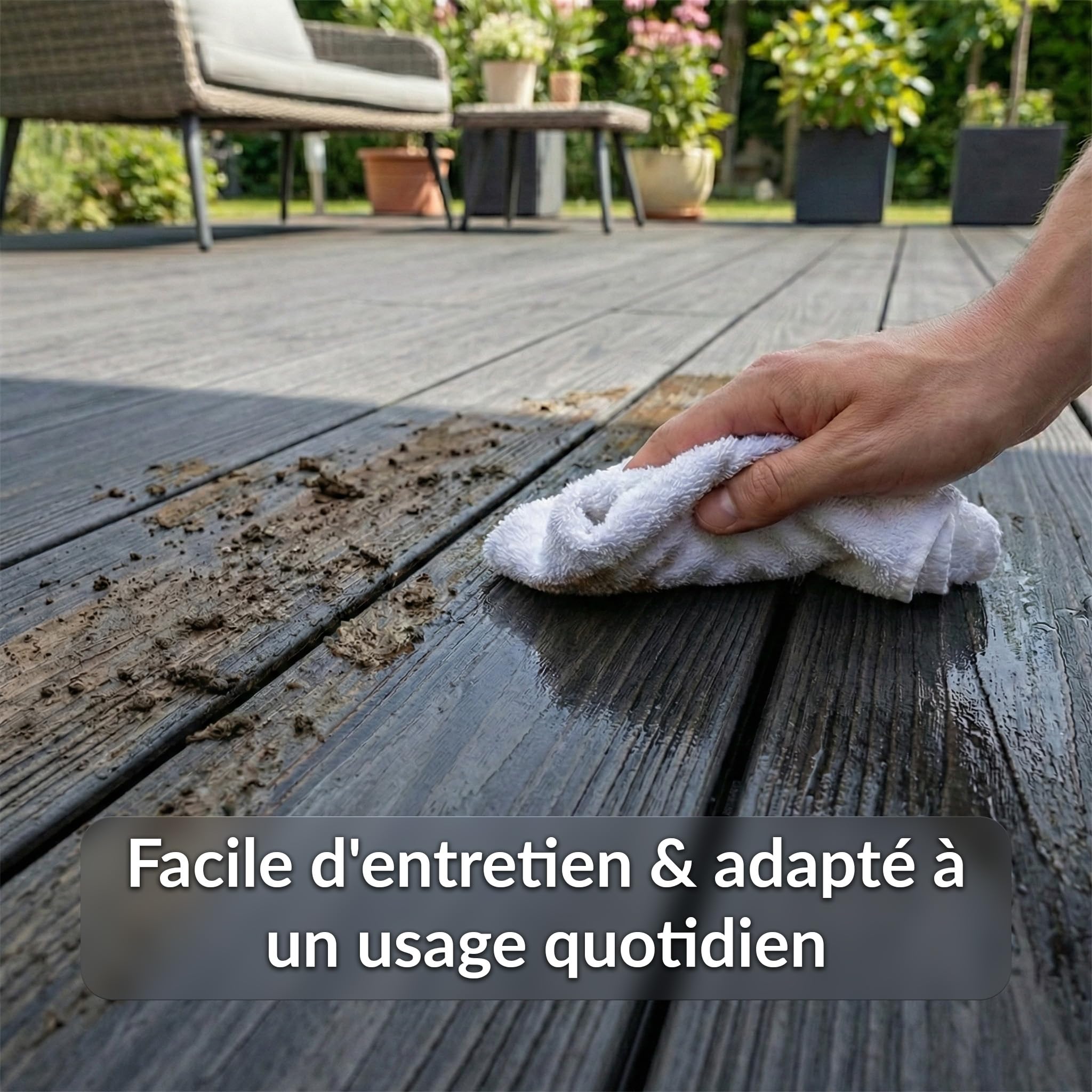 KARAT Lames de terrasse WPC Crown 220 × 14,6 cm – kit Complet 2 m² à Structure alvéolaire, avec sous-Structure & matériel de Montage, résistantes aux intempéries & aux UV (Anthracite, 220 × 14,6 cm)