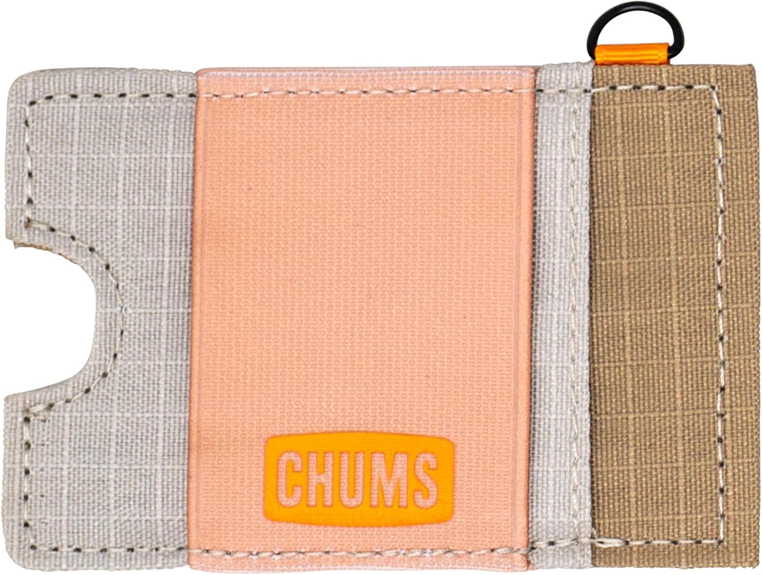 Chums Bandit Lo-Pro Minimalist Wallet - Compact RFID Wallet with Keyring & Elastic Strap for Cash (Clay)