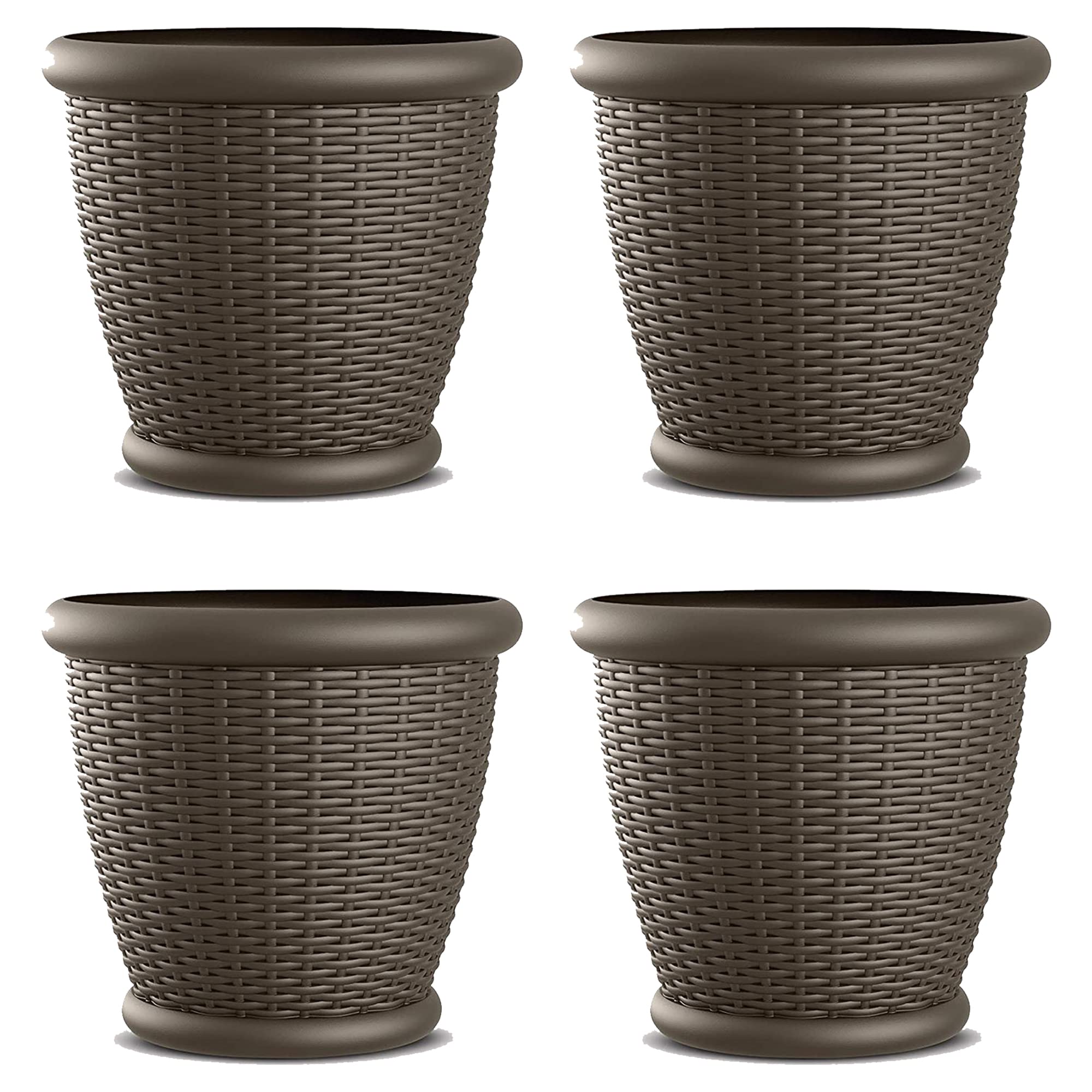 Amazon.com : Suncast 4 Pack Wicker Planter w/ Drillable Drain