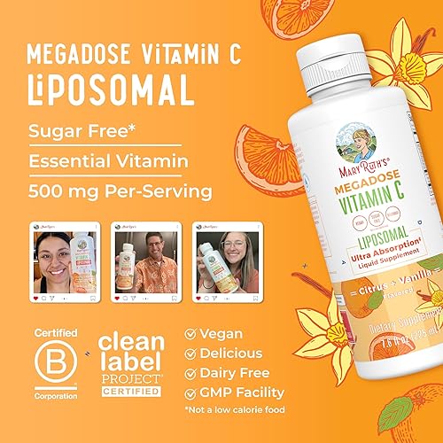 Miniatura 8 de Liposomal líquido de vitamina C para mujeres y hombres, 500 mg de vitamina C líquida, sin azúcar, vitamina para apoyo inmunológico y salud general,