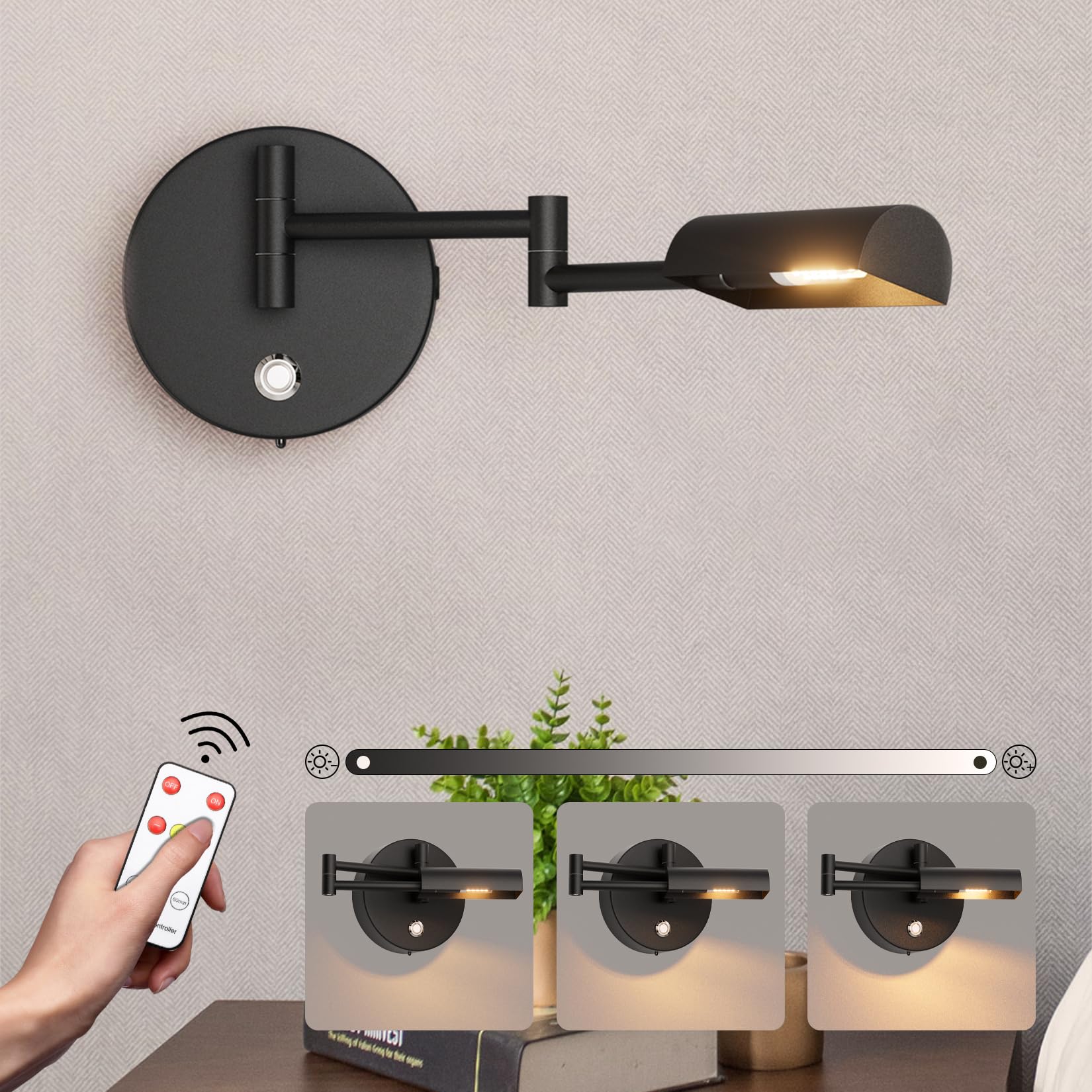 Lámpara de pared con batería sin cable Klighten 4W regulable con puerto USB-C para interiores 8