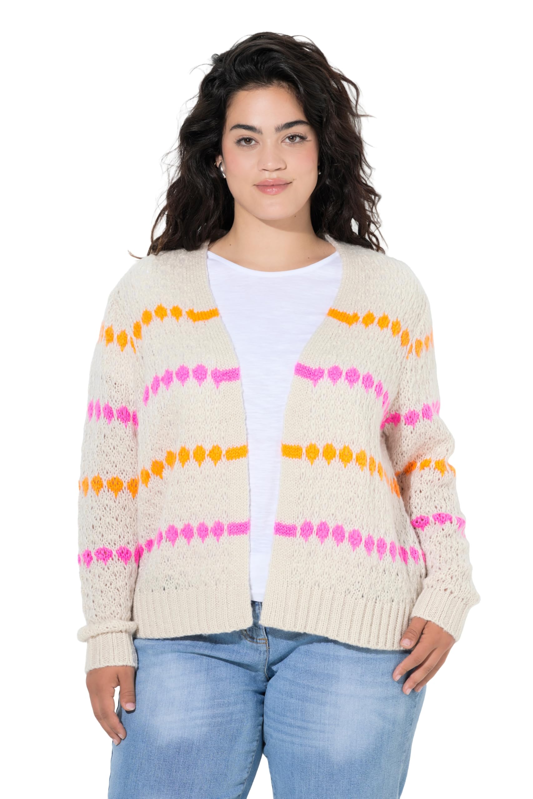 Angel of Style Damen große Größen Übergrößen Plus Size Strickjacke, Straight Fit, Neon-Details 846077