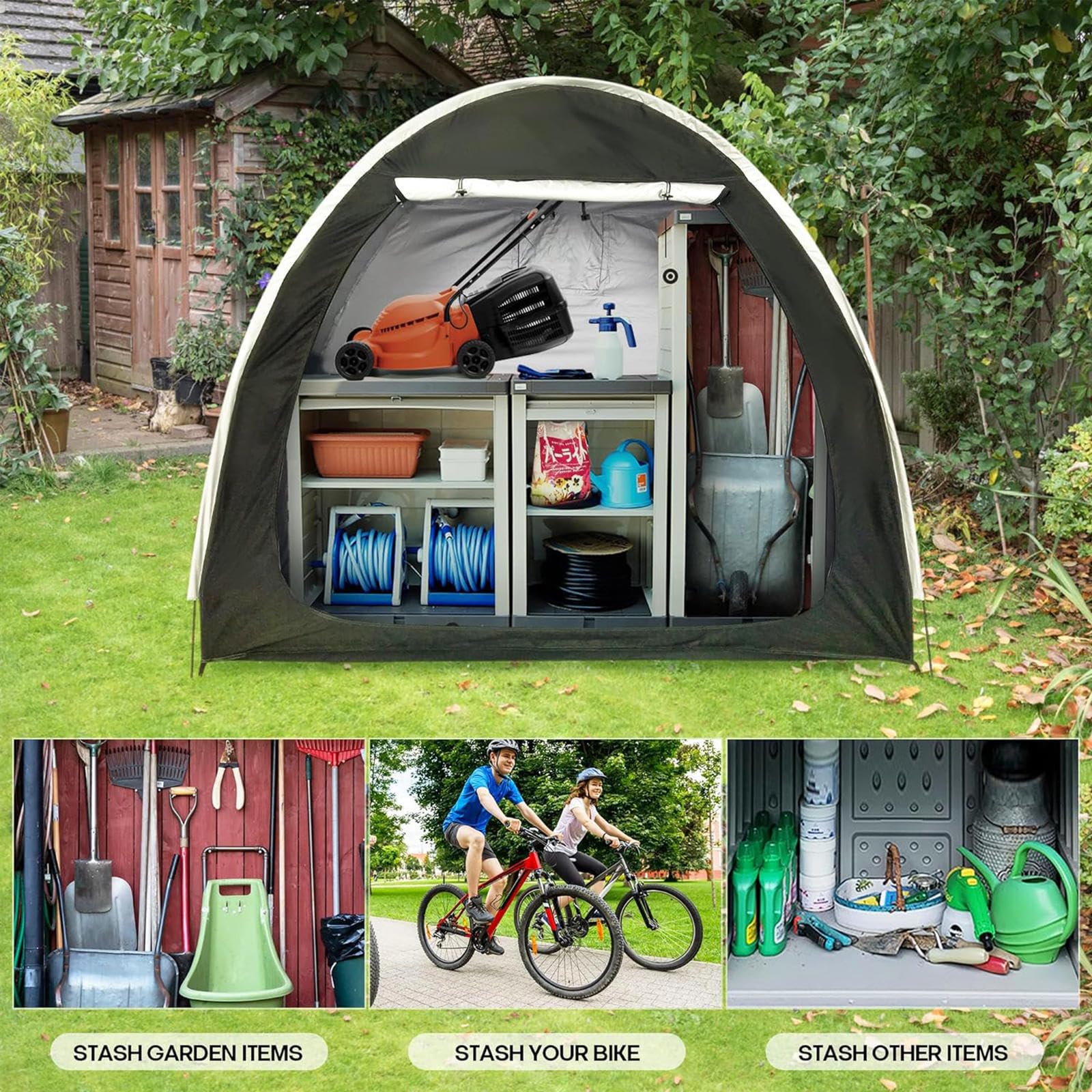 Amazon | 自転車収納 連結可能 屋外自転車収納 両開きドア付き 2～5台