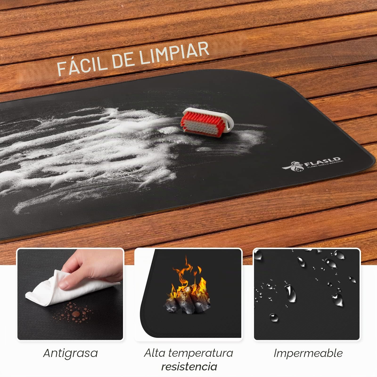 FLASLD Tapete ignífugo para Chimenea, 81 x 122 cm, Resistente al Fuego, tapete de Fibra de Vidrio, tapete de protección contra brasas para Chimenea Interior