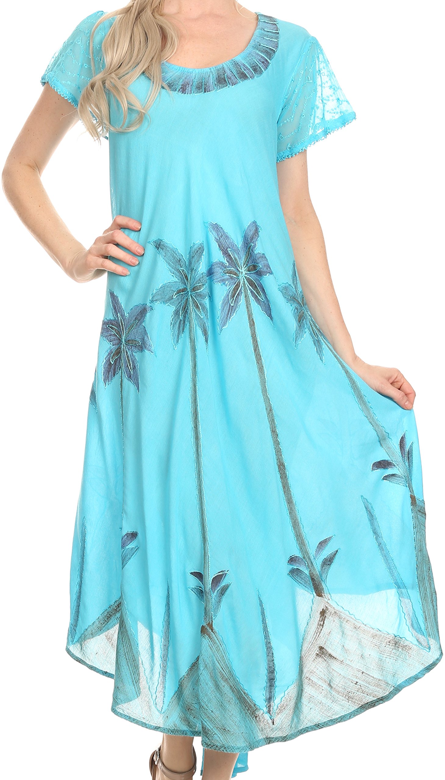 Caftan Sakkas Aquarelle Palmier robe été légère sans manches