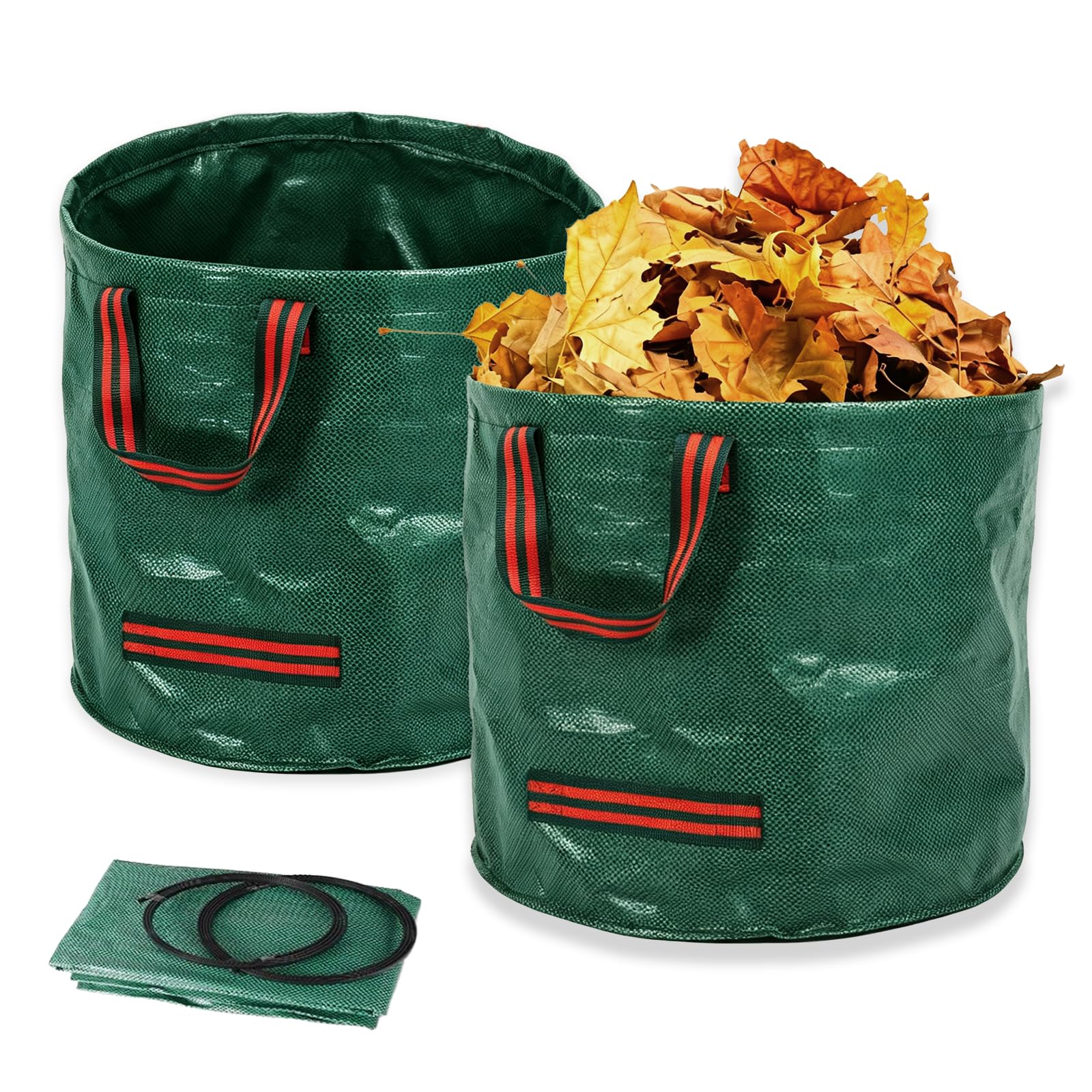 2 Pcs 60L Reusable Garden Waste Bags Waterproof PP Garden Sacks with Handle