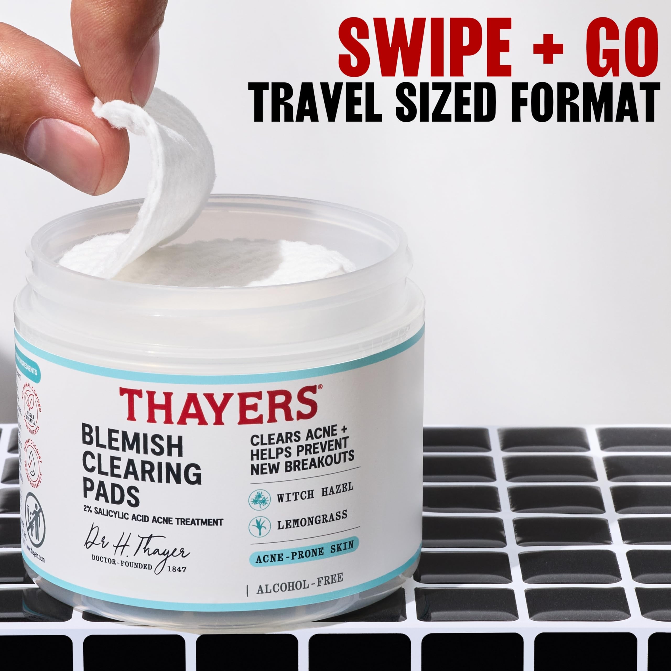 Thayers Almohadillas de limpieza de manchas de hamamelis sin alcohol 60 almohadillas