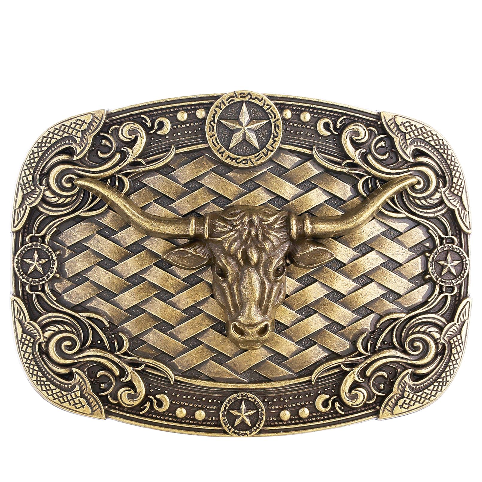 HUABOLA CALYN Long Horn Bull Belt Buckles for Men Women American Flag Texas Star Belt Buckles