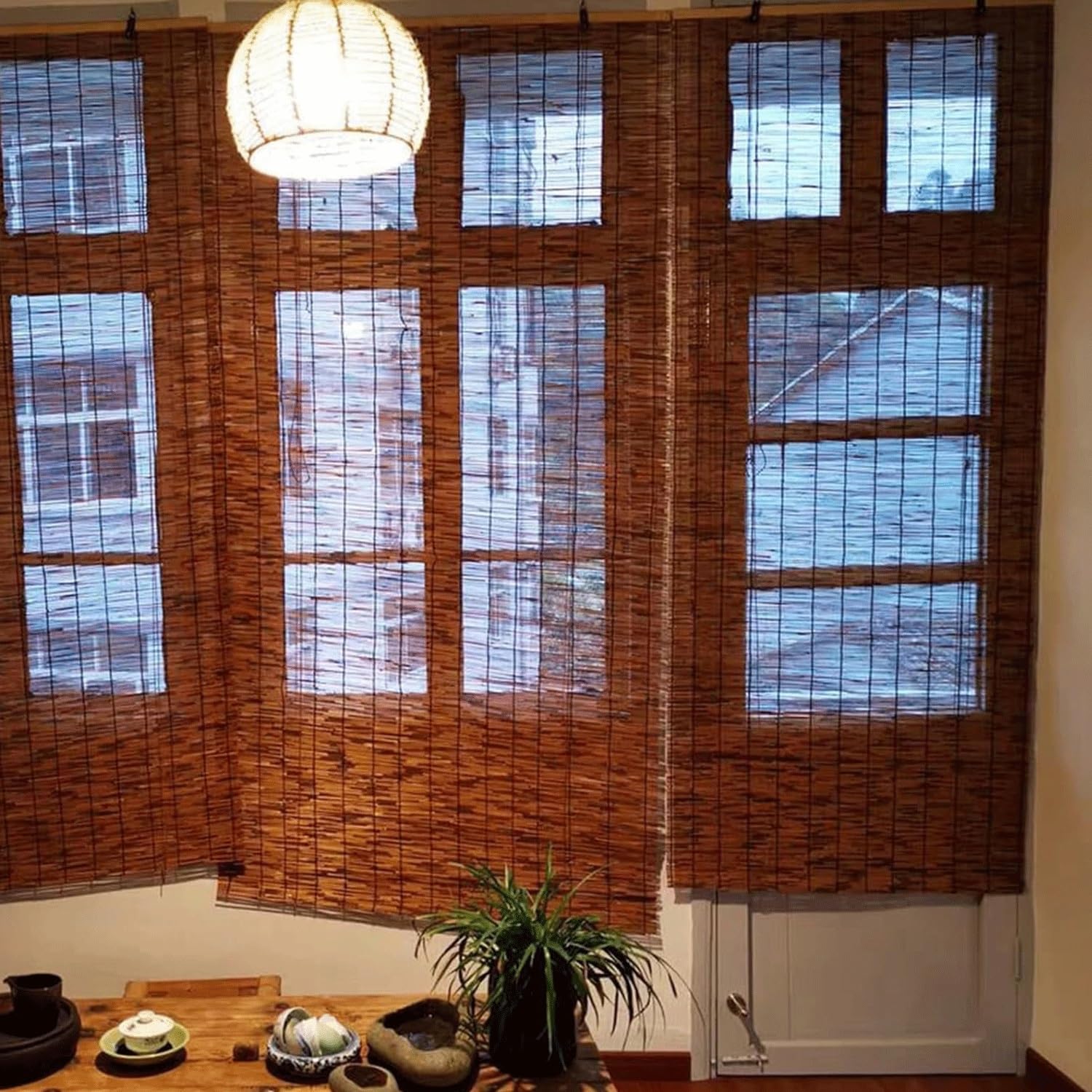 Valla de bambú de 120 x 500 cm, pantalla de privacidad decorativa para exteriores, para jardín, balcón, patio, patio trasero y terraza, elegante solución de valla