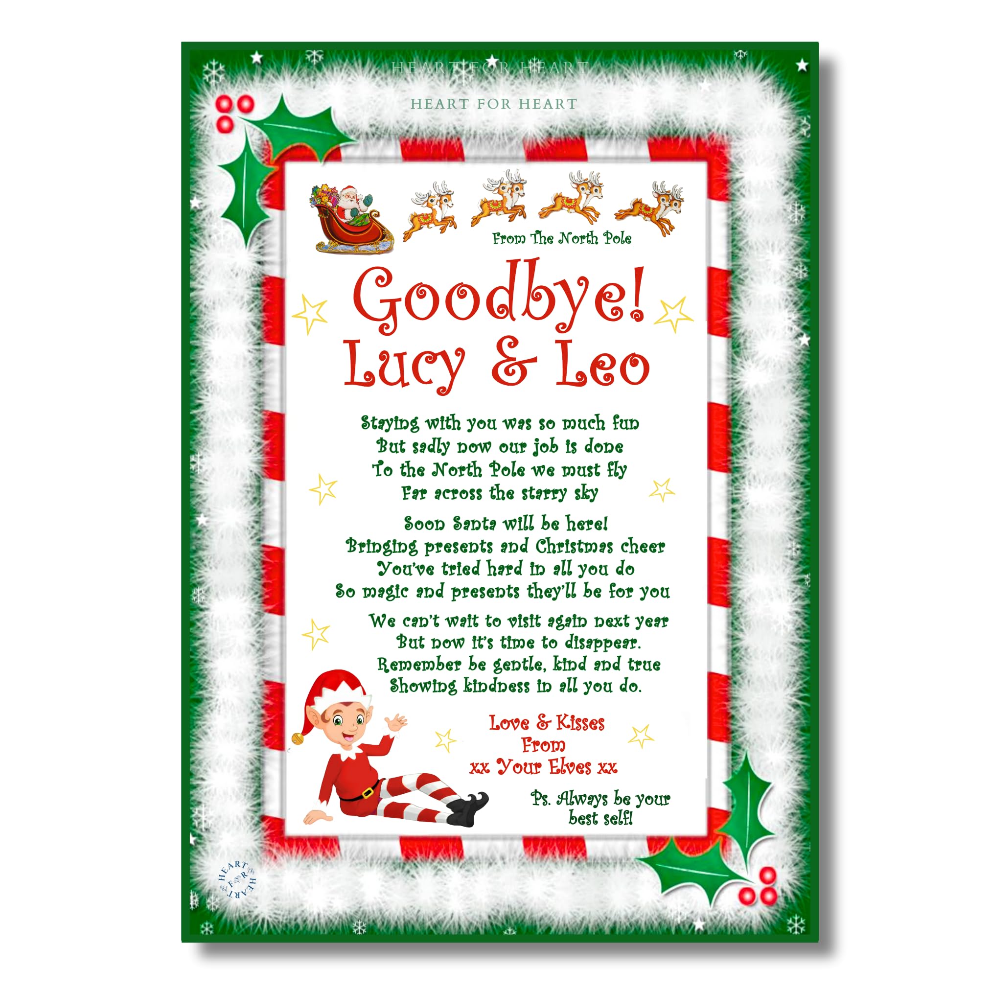 Arrival Goodbye Letter Personalised Elf Accessory We're Back or I'm Back, Christmas Santa Nice Certificate