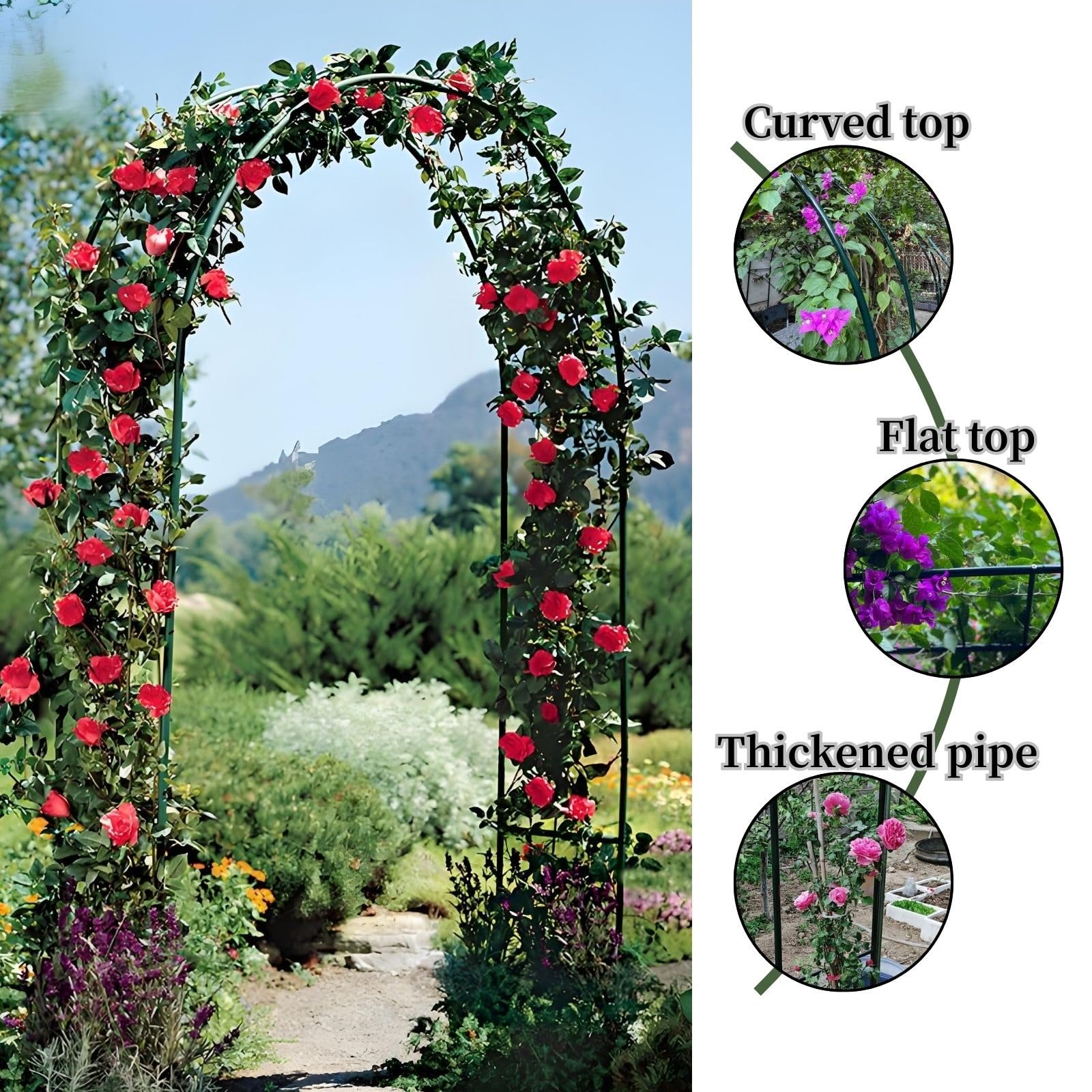 Rankgitter aus Metall für Kletterpflanzen und Rosen, Hochzeitsdekoration, 200/220/230 cm (weiß, 180 x 220 cm) – perfekter Pflanzenstecker für Gartenliebhaber