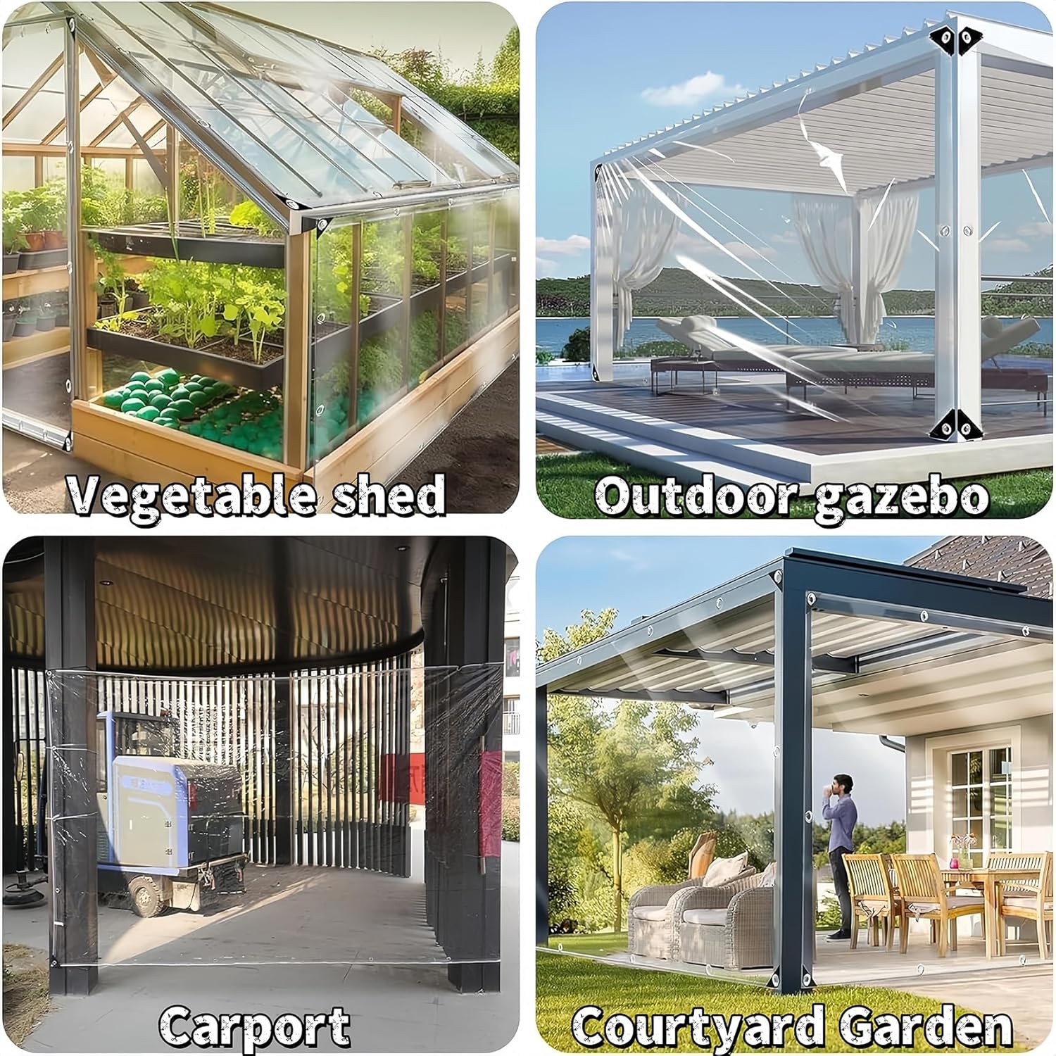 防水透明シートPvc 防水カーテン 180 x 280 cm 引き裂き抵抗台風豪雨害