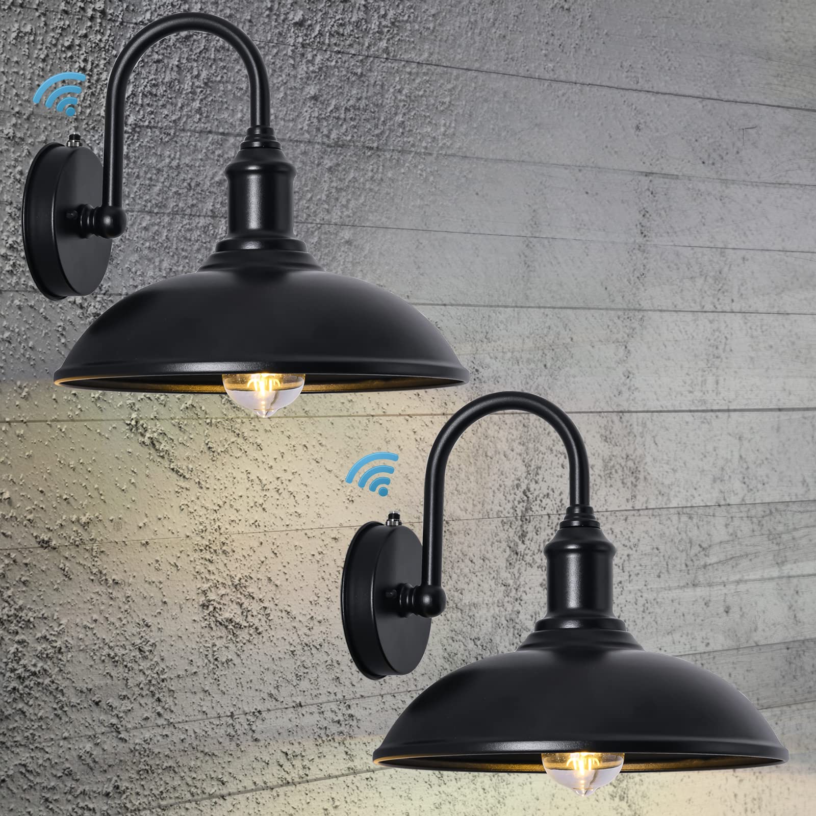 DENGNBJ 12.6'' Large Outdoor Gooseneck Barn Lighting, Porch Outdoor Lamp with Dusk to Dawn, Coarse Gooseneck Arm - Wall Sconce Farmhouse, Classic Vintage Style